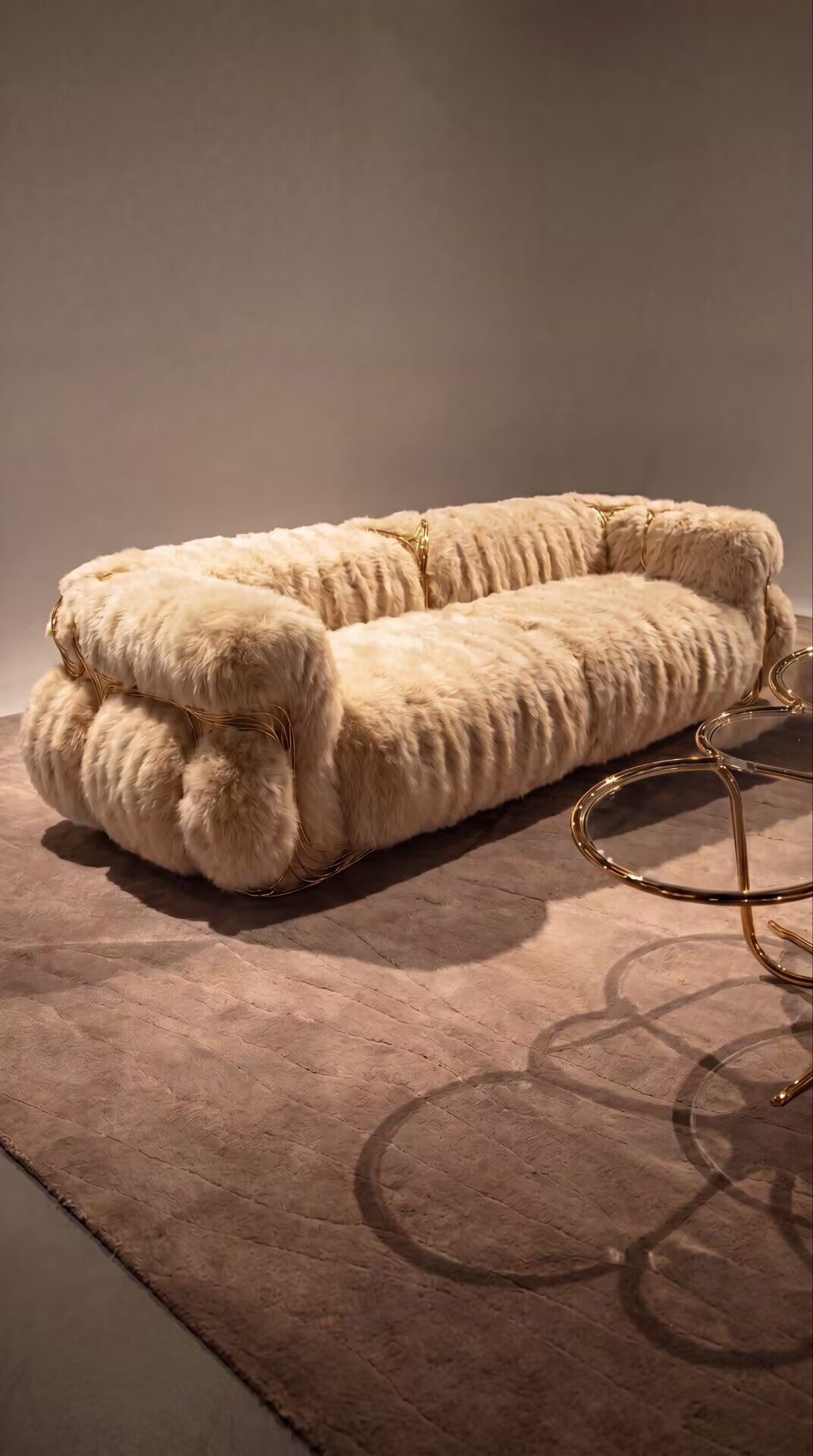 Luxurious High Quality Art Brass High-End Customize Plush Sofa