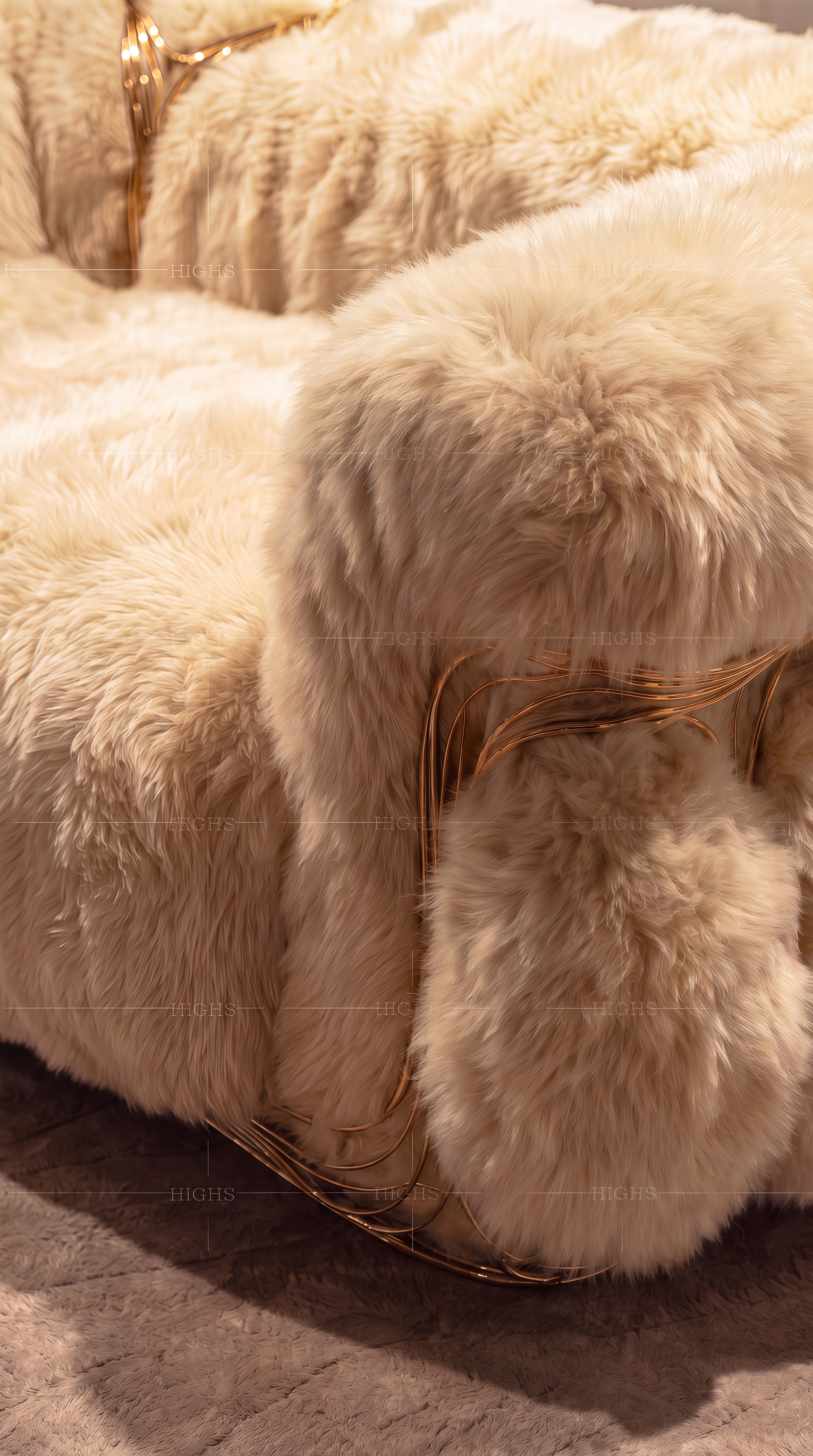 Luxurious High Quality Art Brass High-End Customize Plush Sofa