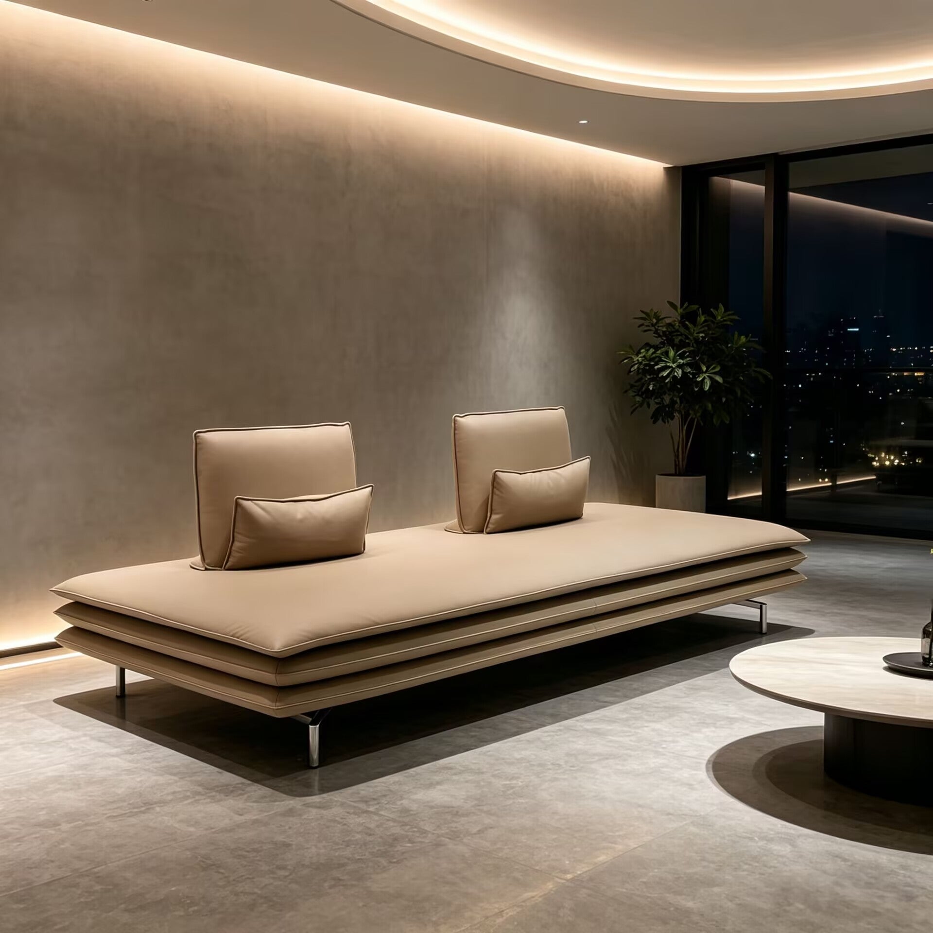 Italian Minimalist Creativity Stacked Rectangles Customize Leather Sofa