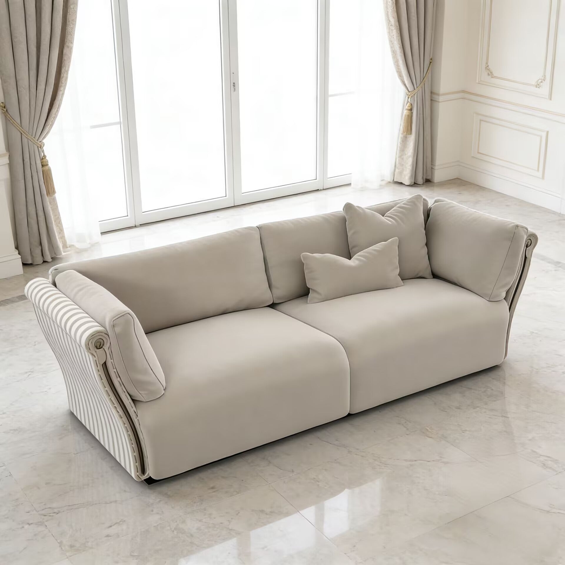 Modern Designer Solid Wood High-End Genuine Leather Sofa