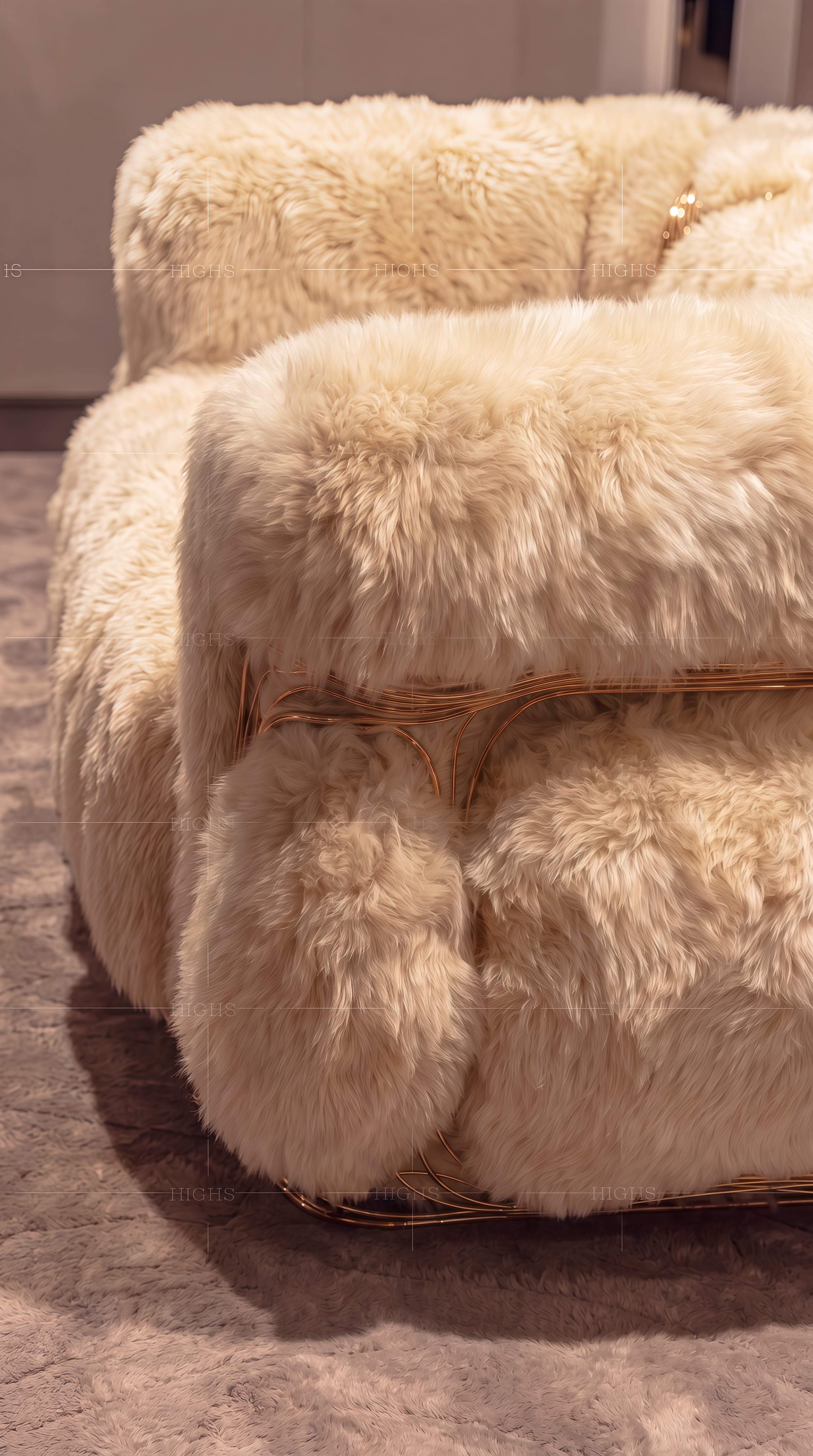 Luxurious High Quality Art Brass High-End Customize Plush Sofa