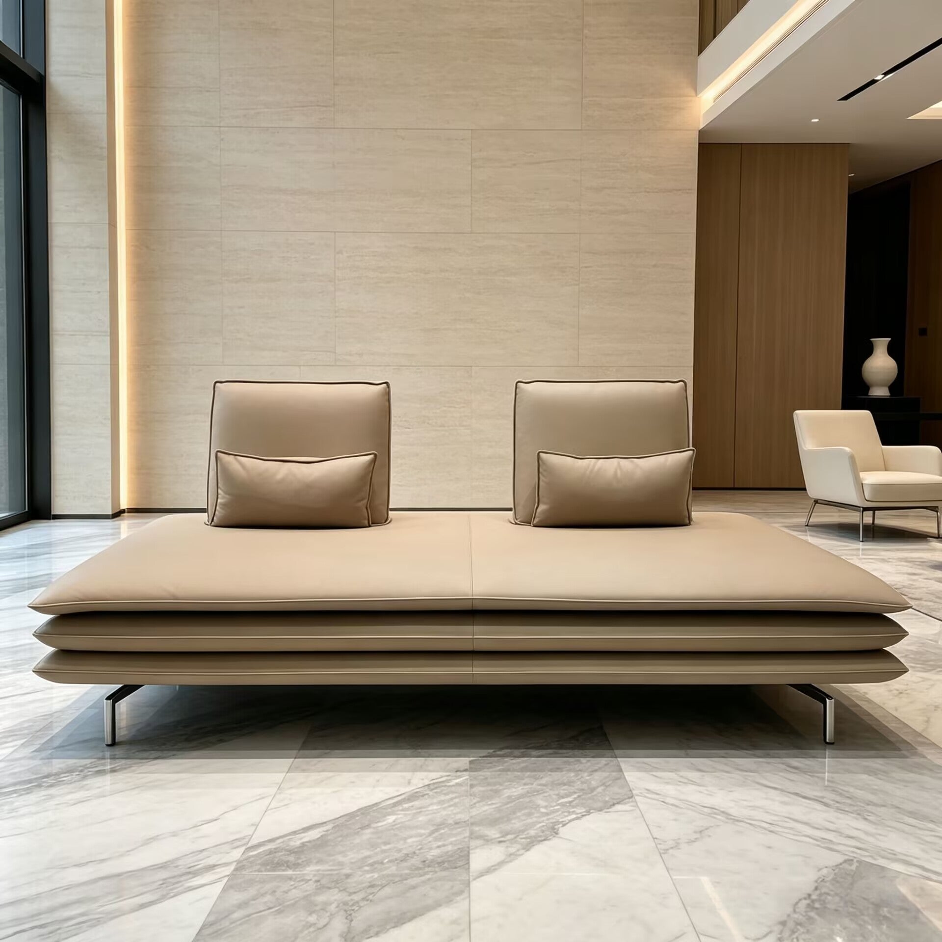 Italian Minimalist Creativity Stacked Rectangles Customize Leather Sofa