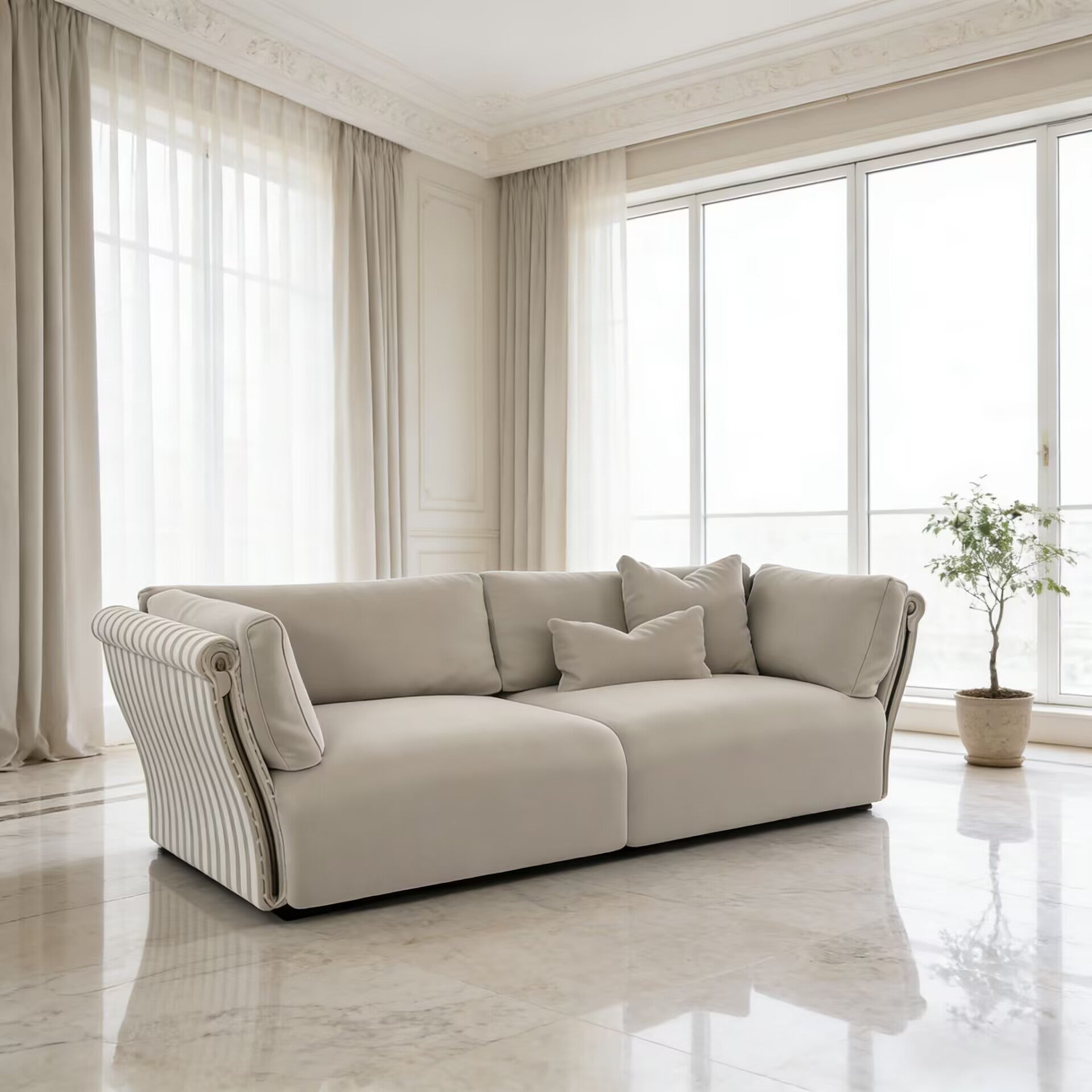 Modern Designer Solid Wood High-End Genuine Leather Sofa