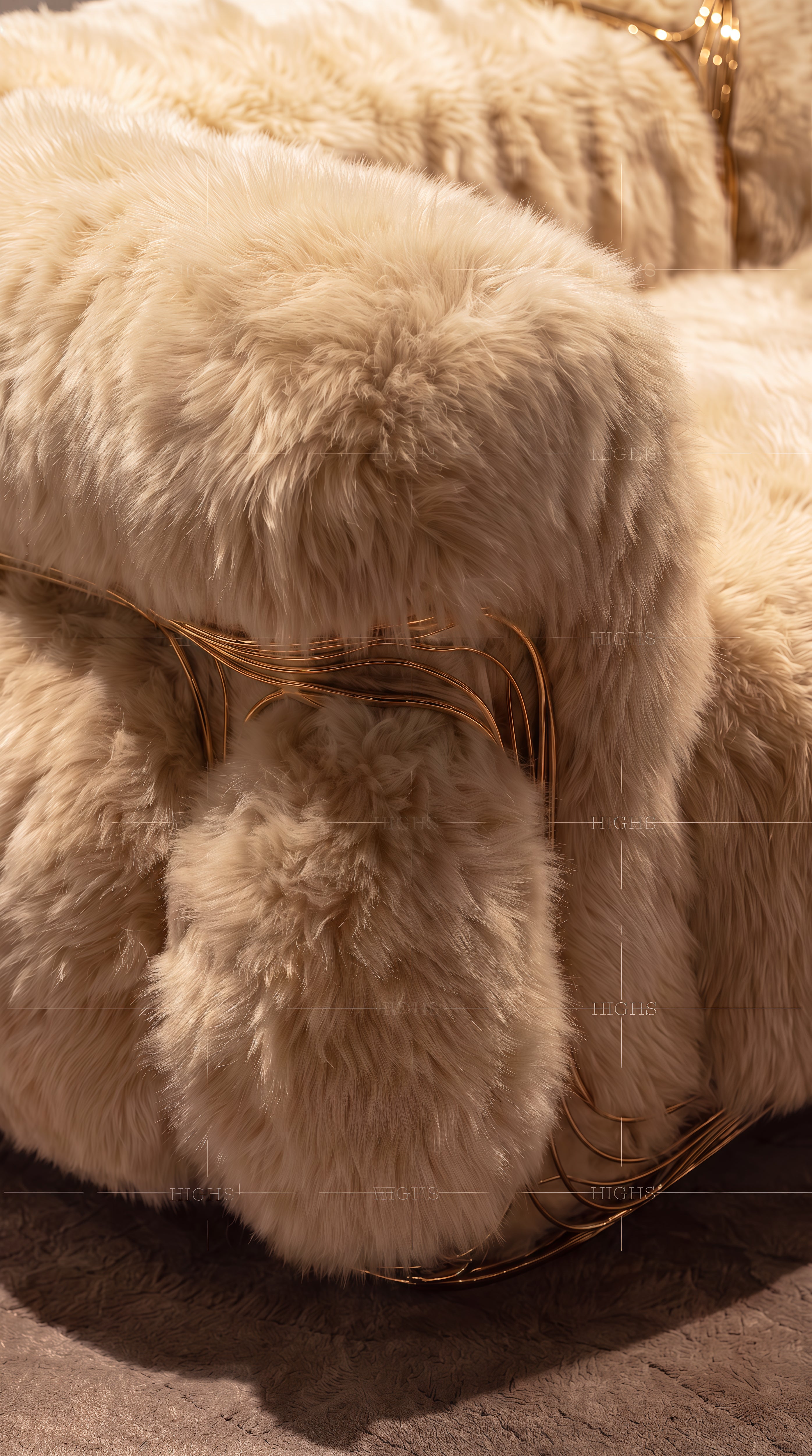 Luxurious High Quality Art Brass High-End Customize Plush Sofa