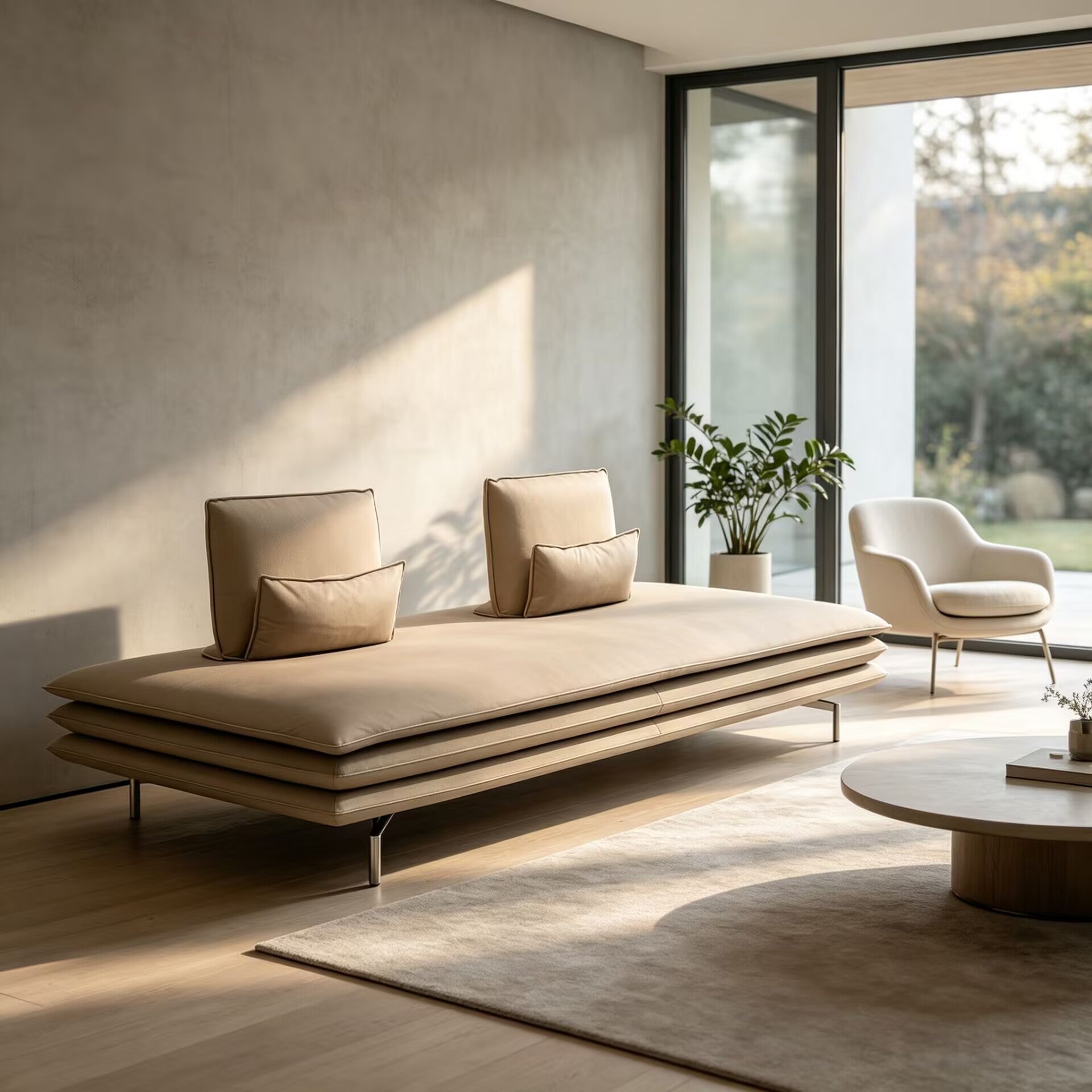 Italian Minimalist Creativity Stacked Rectangles Customize Leather Sofa