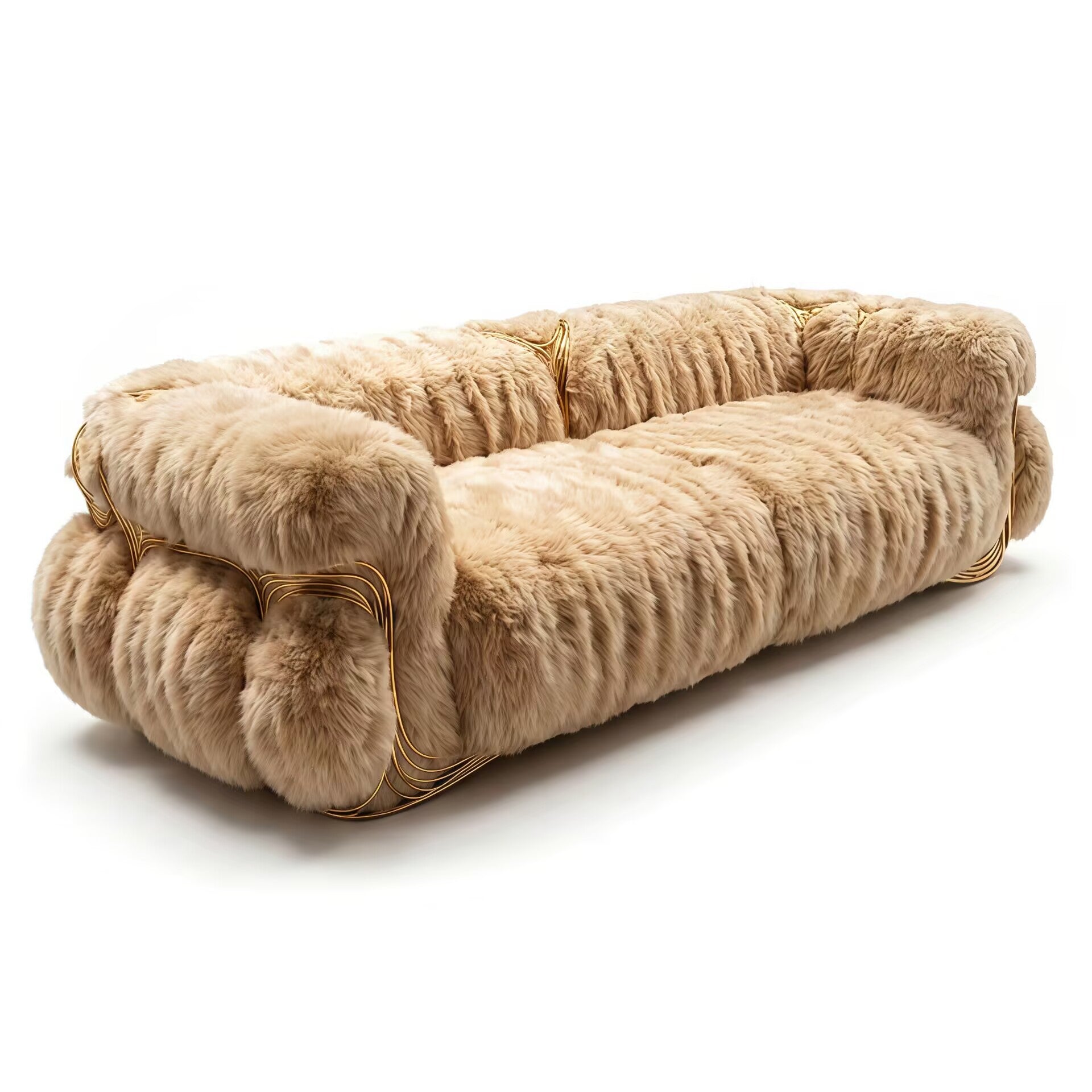 Luxurious High Quality Art Brass High-End Customize Plush Sofa