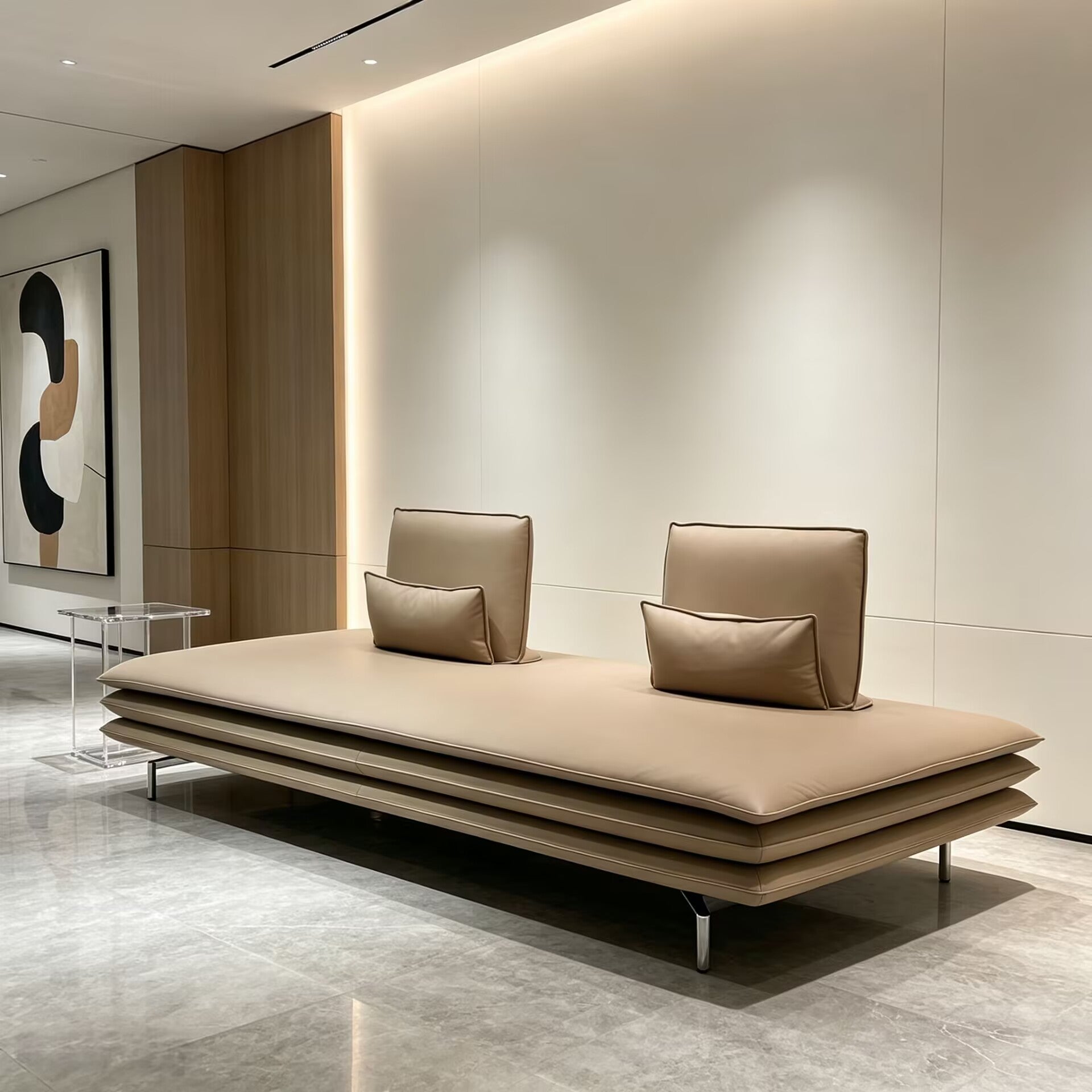 Italian Minimalist Creativity Stacked Rectangles Customize Leather Sofa