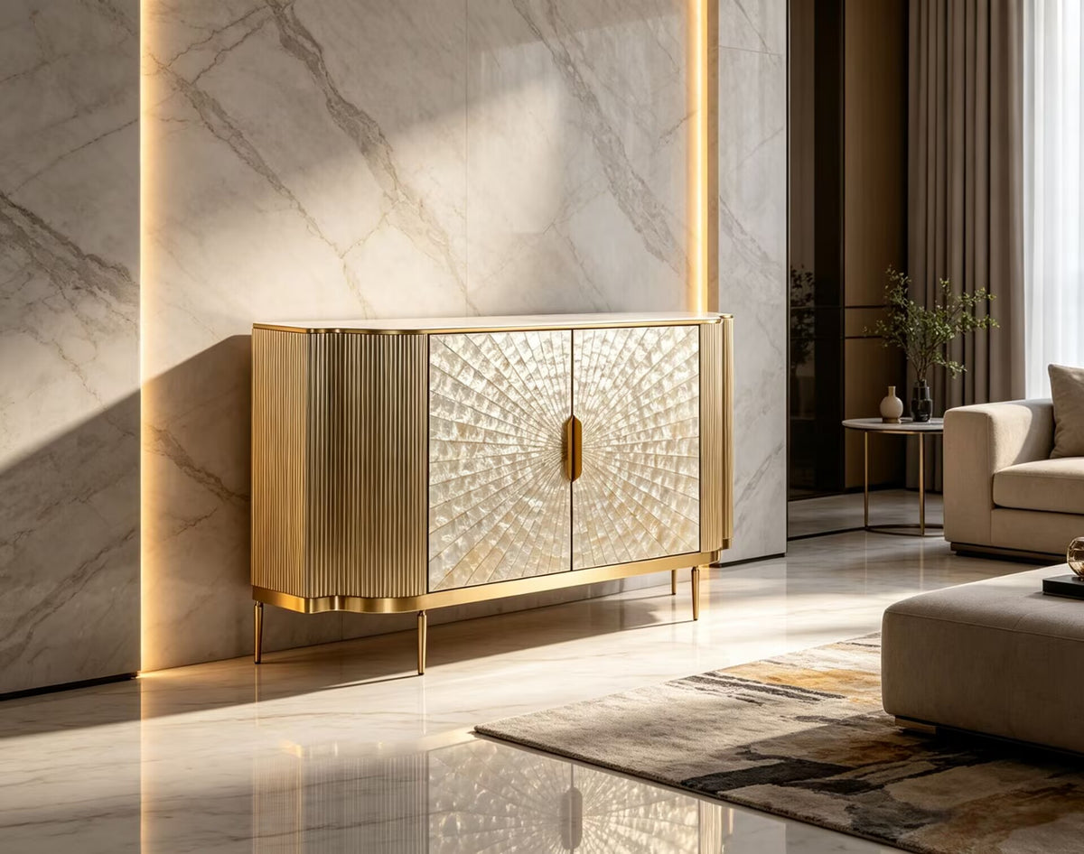 Solara Villa Upscale Stainless Steel Creativity Fritillaria Sideboard