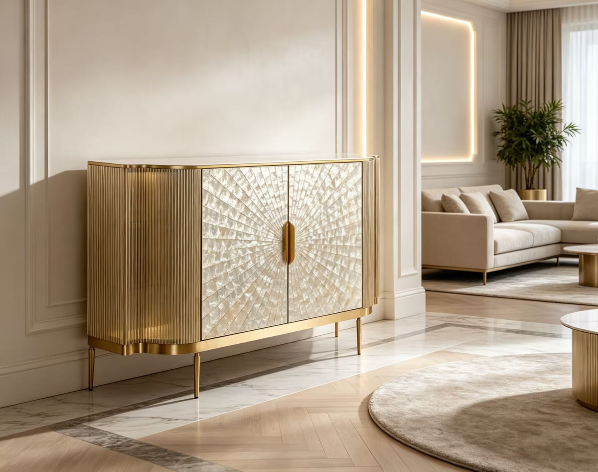 Solara Villa Upscale Stainless Steel Creativity Fritillaria Sideboard