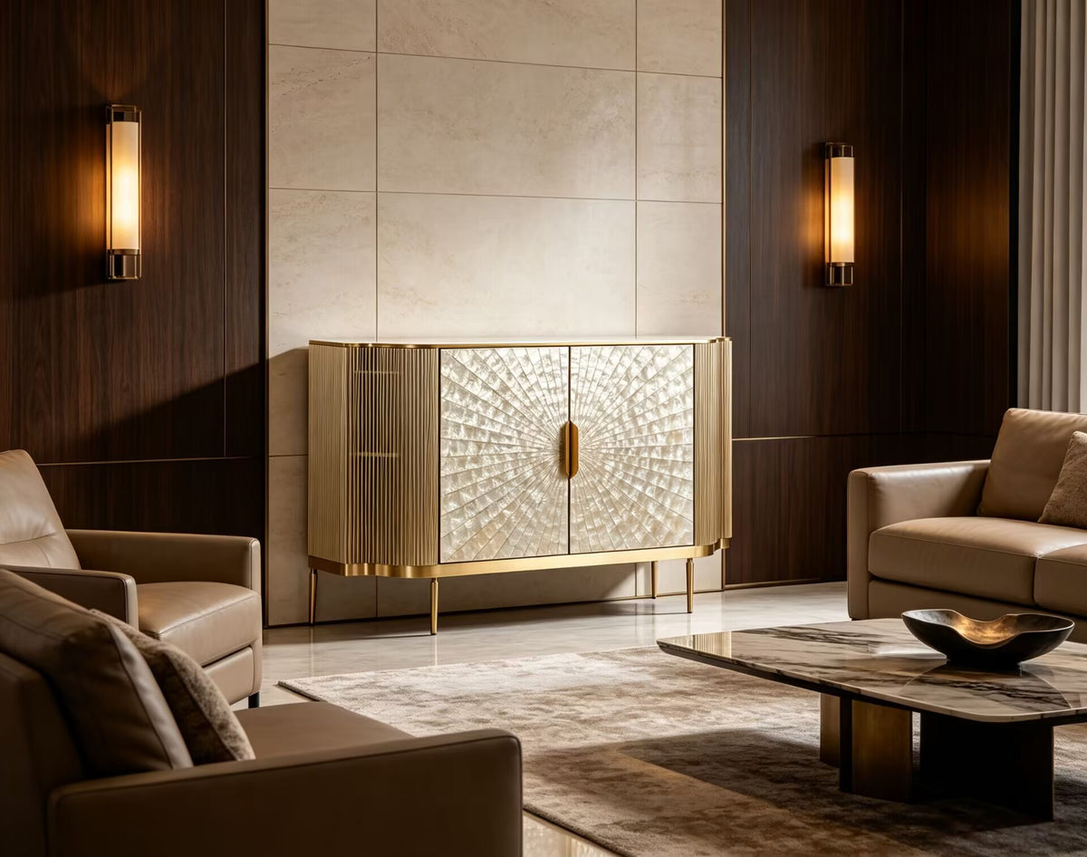 Solara Villa Upscale Stainless Steel Creativity Fritillaria Sideboard
