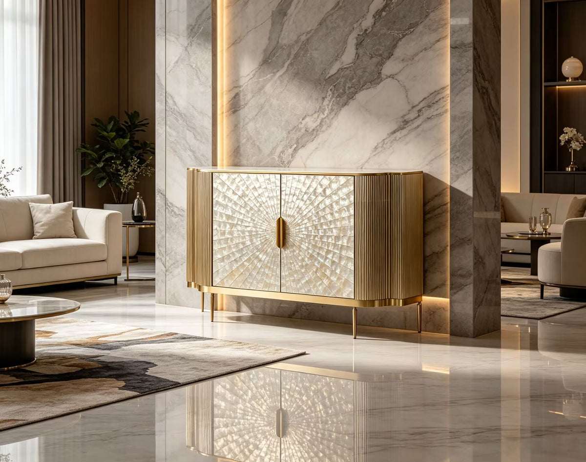 Solara Villa Upscale Stainless Steel Creativity Fritillaria Sideboard