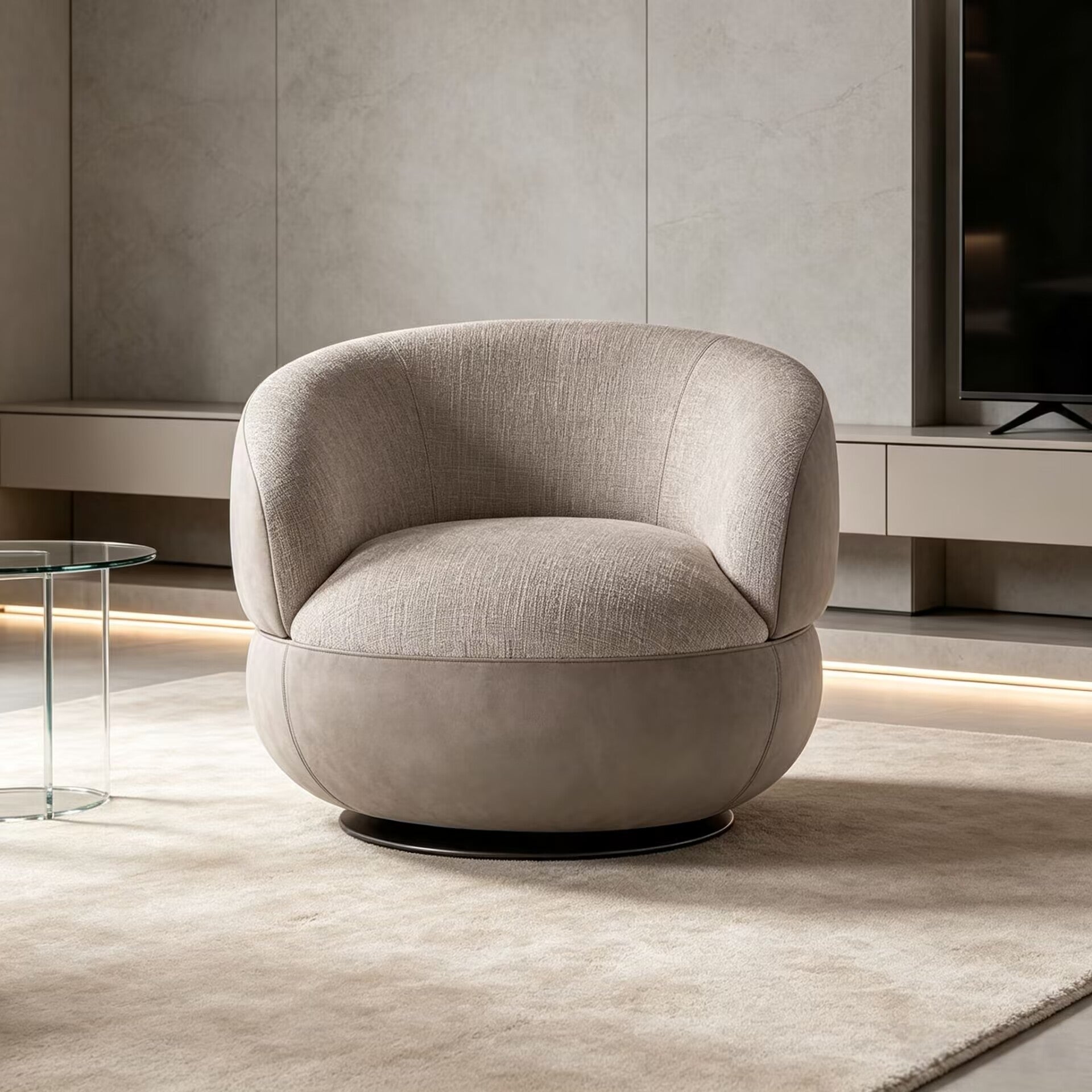 Solitaire High-End Designer Rotatable Fabric Single Sofa Chair