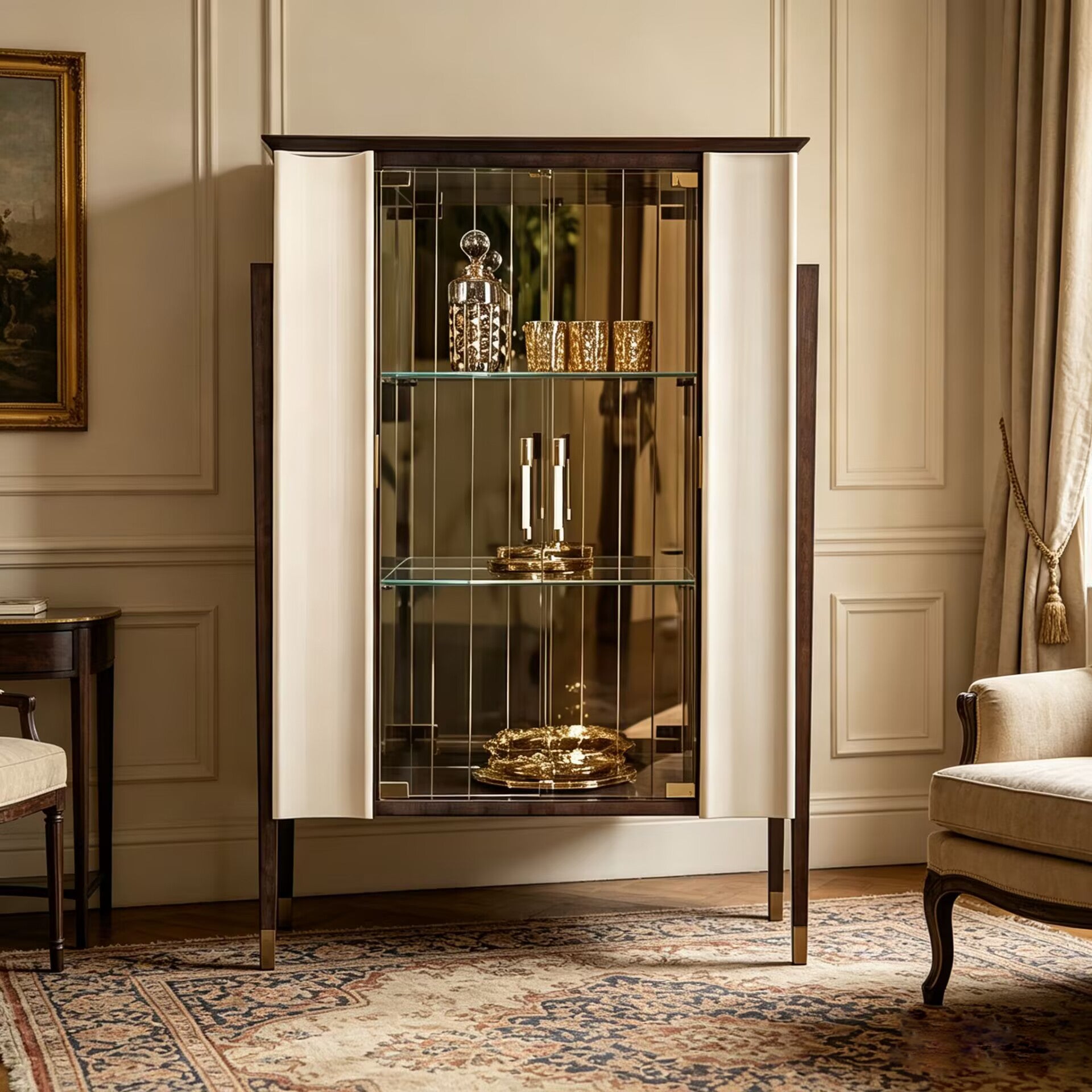 Soul Unique Artistic Solid Wood Designer Glass Wine Cabinet