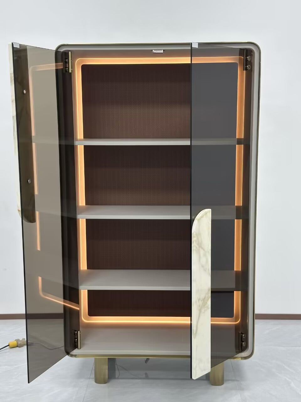 Soul Italian Unique Creativity Stainless Steel Glass Wine Cabinet