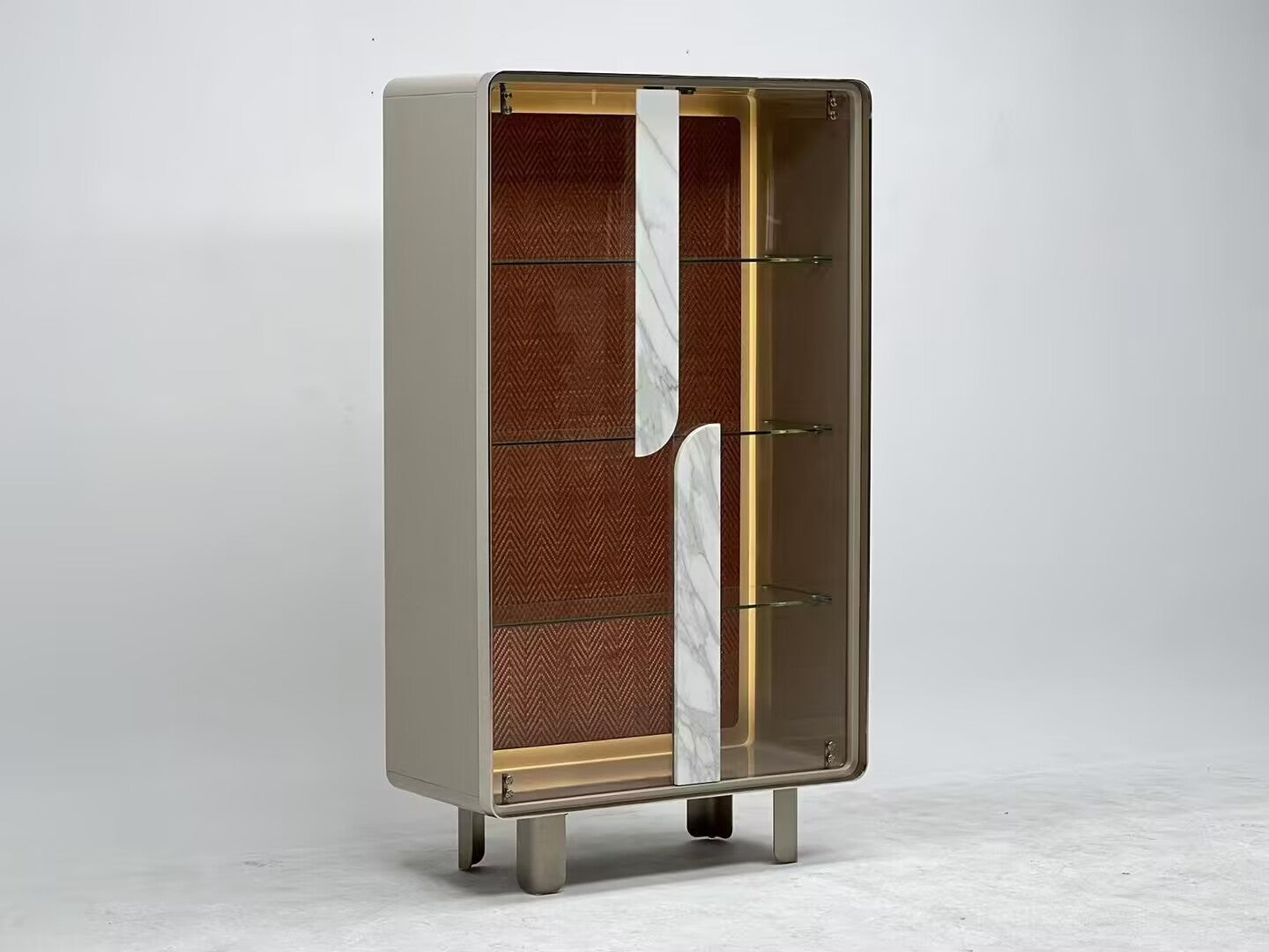 Soul Italian Unique Creativity Stainless Steel Glass Wine Cabinet