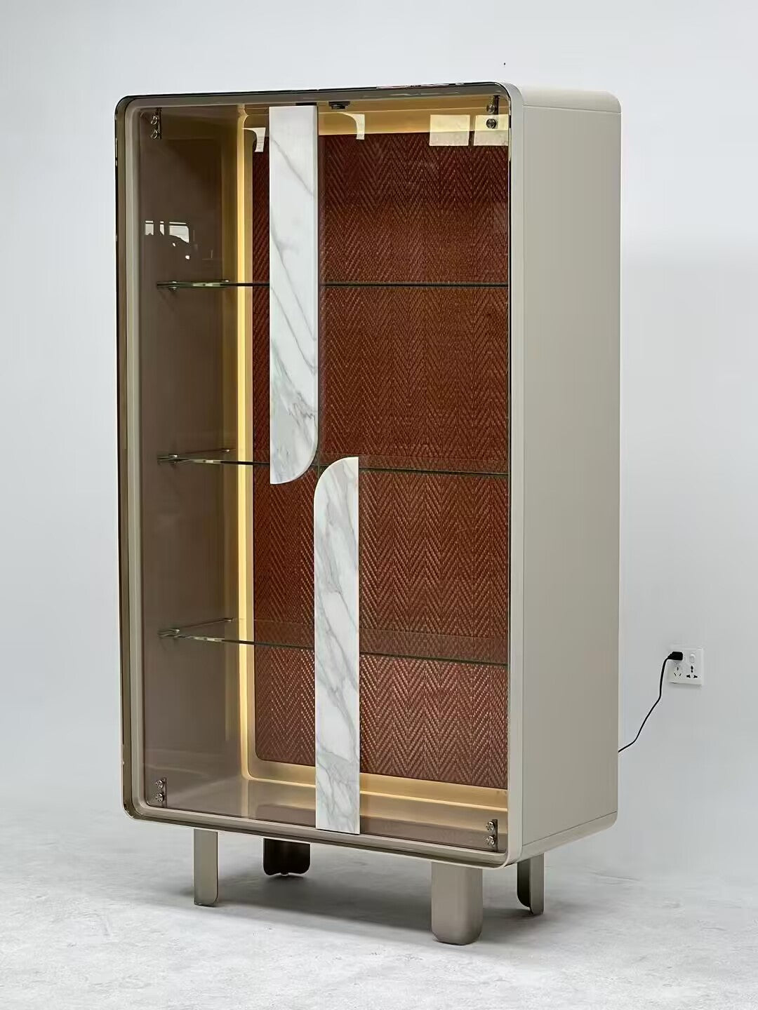 Soul Italian Unique Creativity Stainless Steel Glass Wine Cabinet