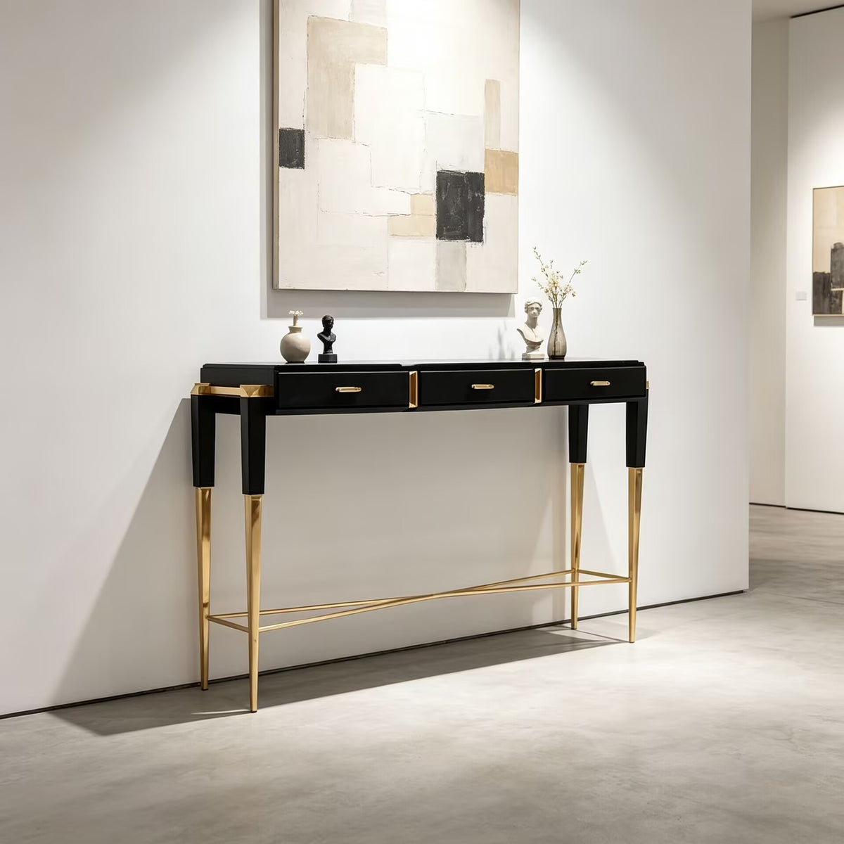 Spear Luxury Stainless Steel Creativity Lacquered Solid Wood Console