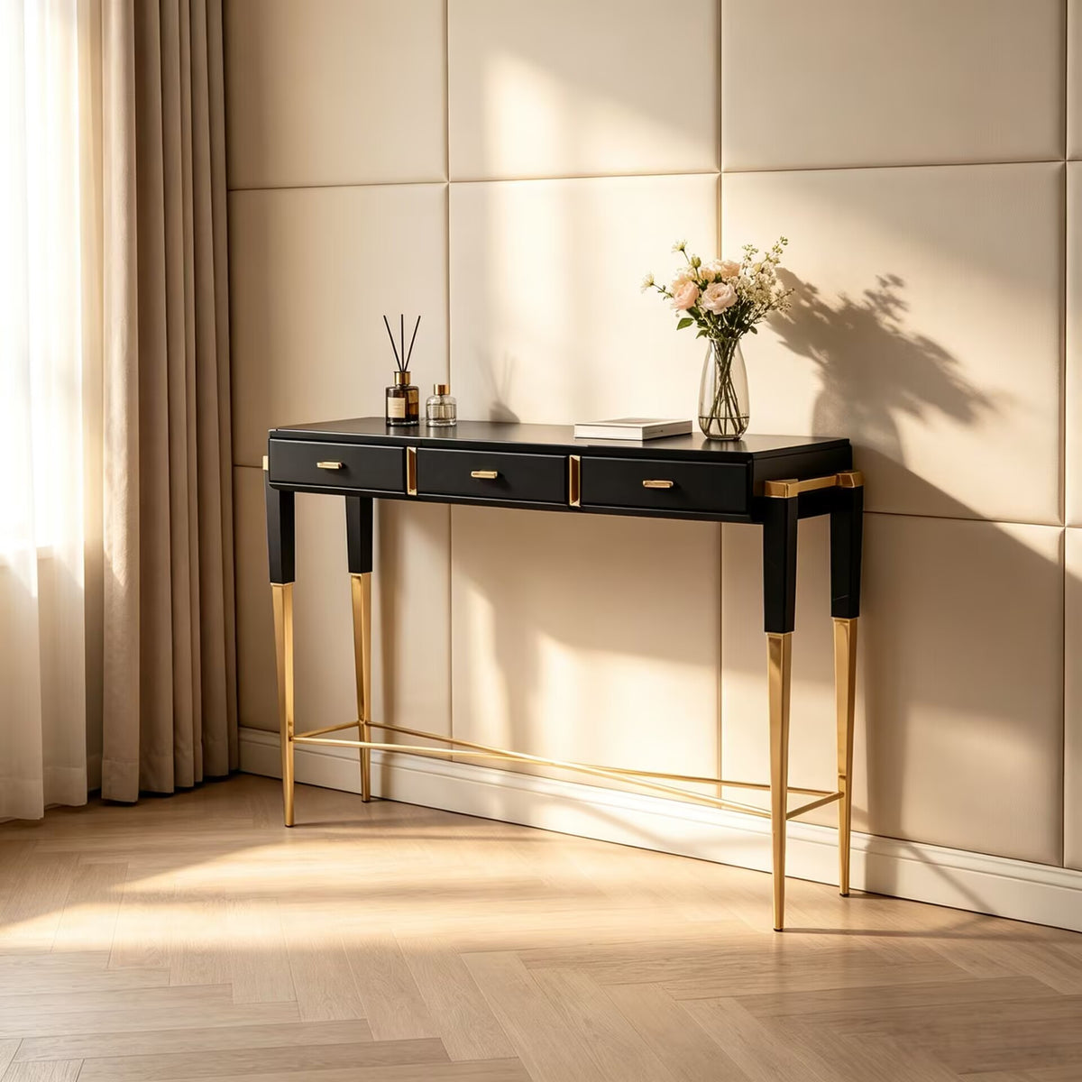 Spear Luxury Stainless Steel Creativity Lacquered Solid Wood Console