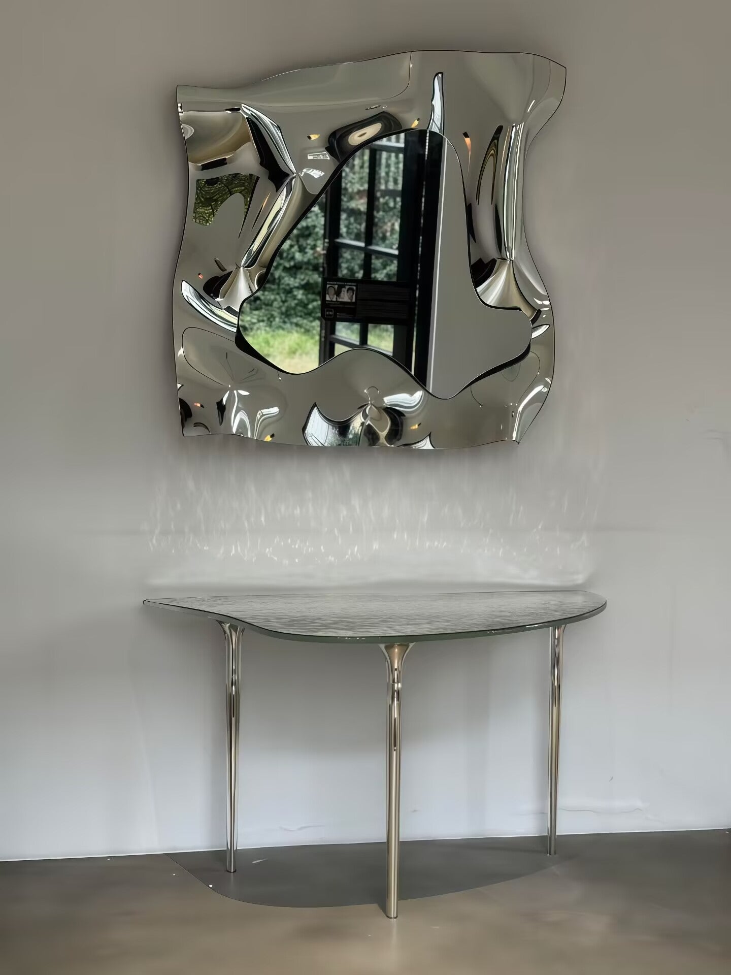 Specchio Di Venere Luxurious Artistic Hammered Glass Metal Console