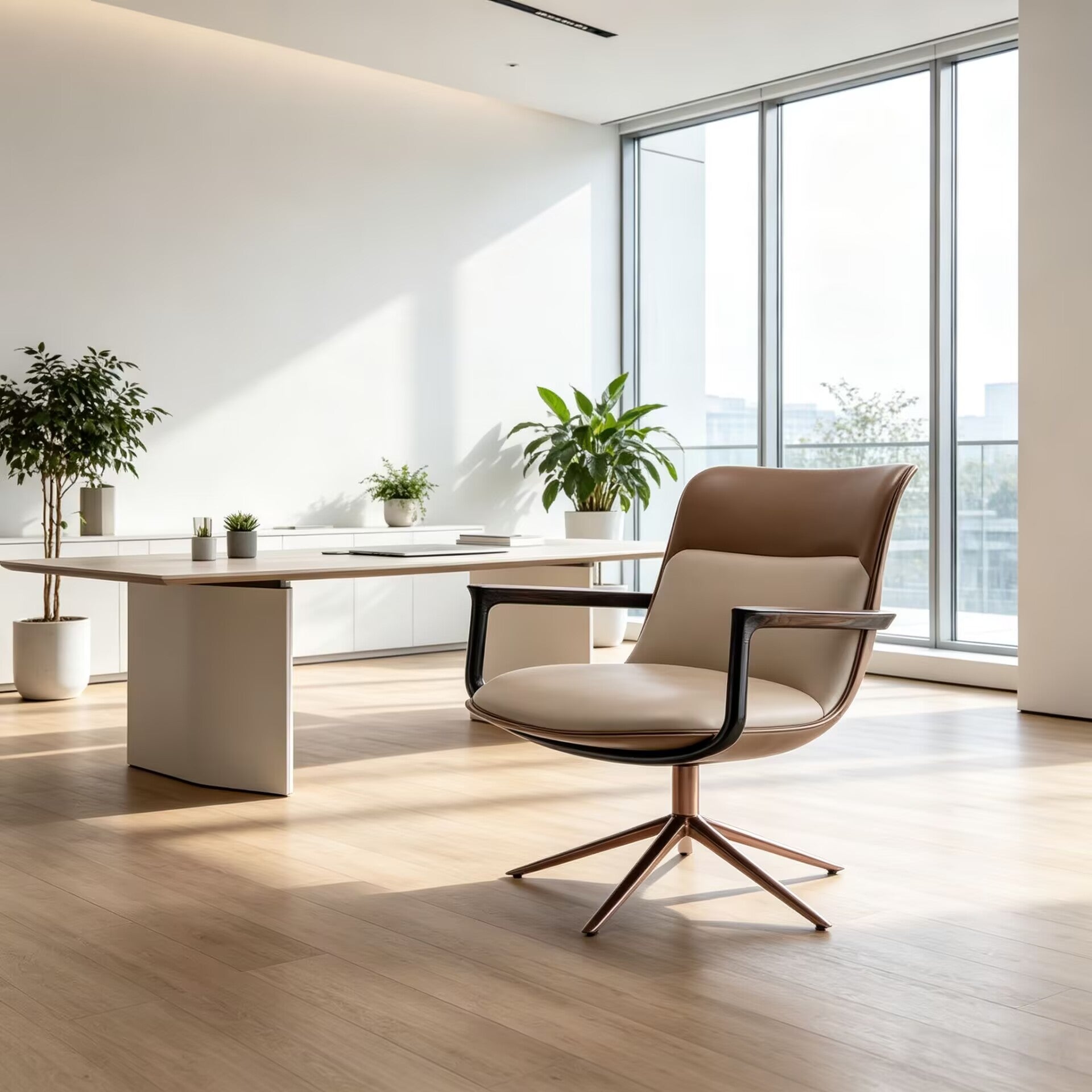 Spectre Luxurious Metal Modern Minimalism Leather Office Chair