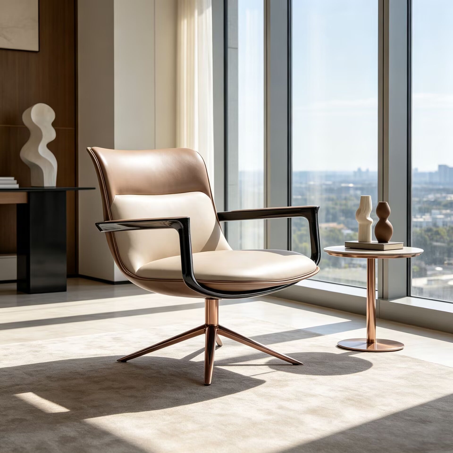 Spectre Luxurious Metal Modern Minimalism Leather Office Chair