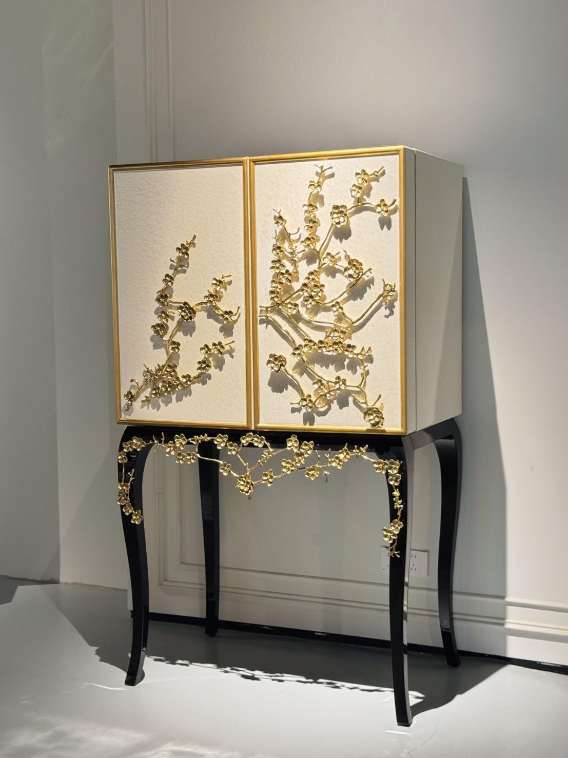 Spellbound Lacquer Designer Carving Solid Wood Wine Cabinet