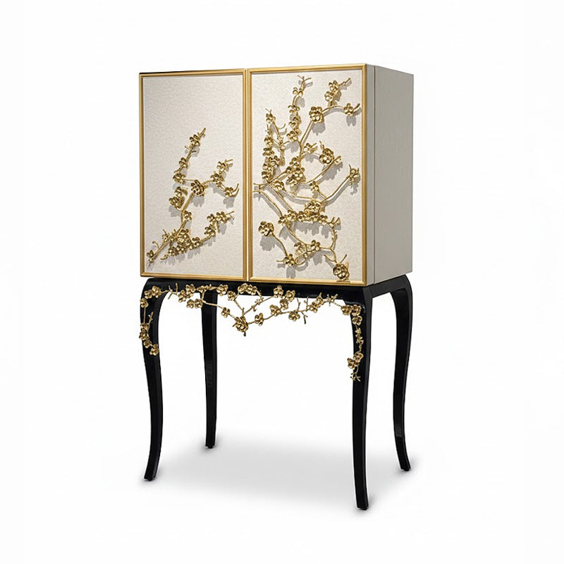Spellbound Lacquer Designer Carving Solid Wood Wine Cabinet
