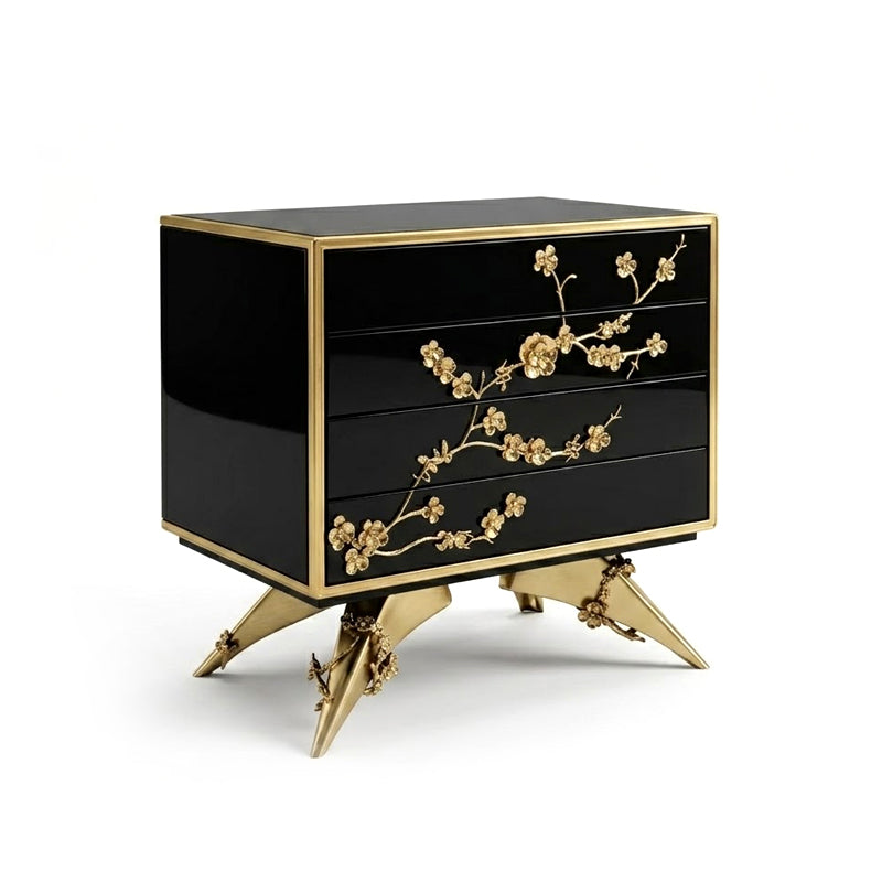 Spellbound Unique Art Metal Carving Fritillaria Lcquer Nightstand
