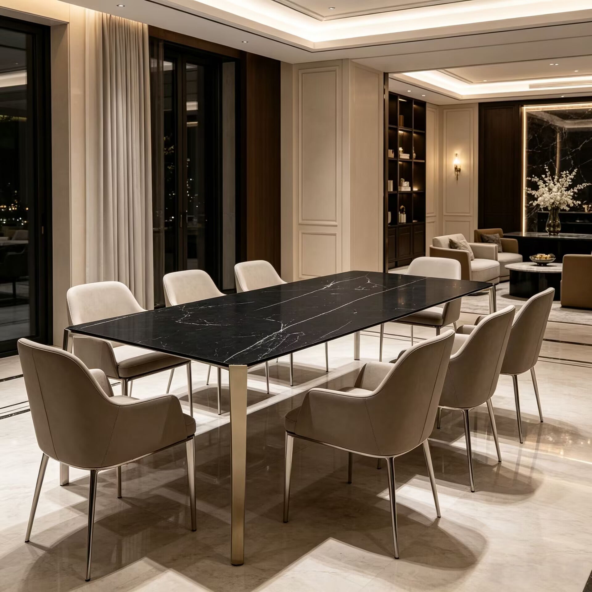 Spider High-End Unique Metal Simplicity Tempered Glass Dining Table