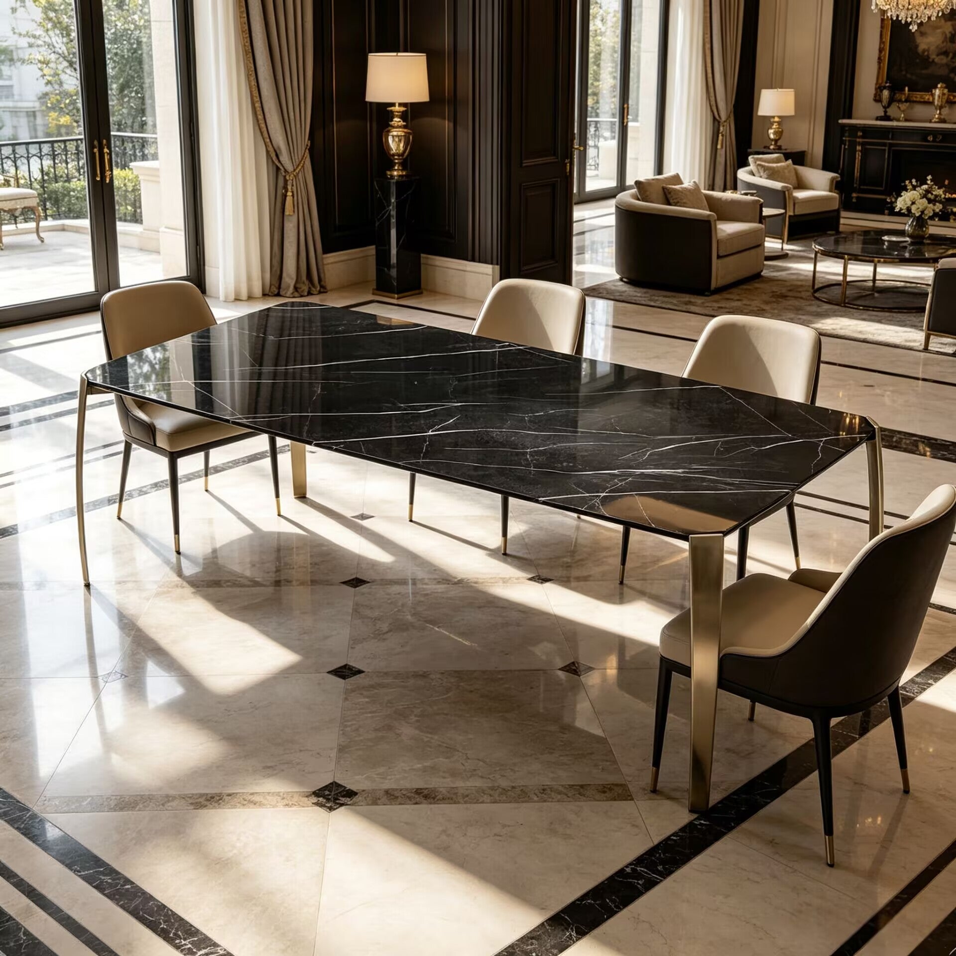 Spider High-End Unique Metal Simplicity Tempered Glass Dining Table