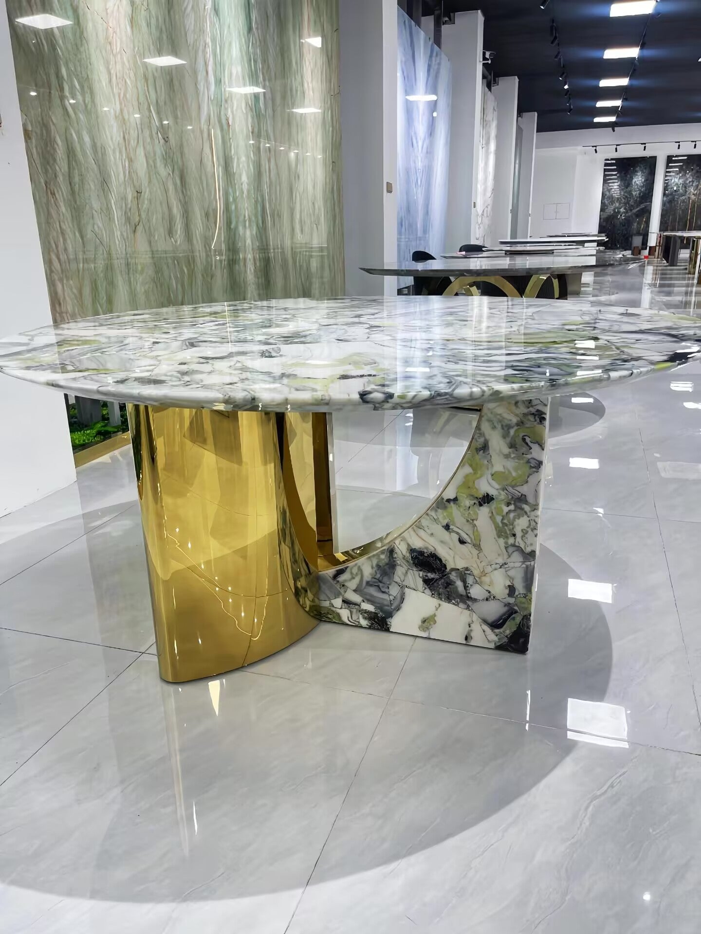 Spinnaker Italian Artistic Minimalism Natural Marble Dining Table