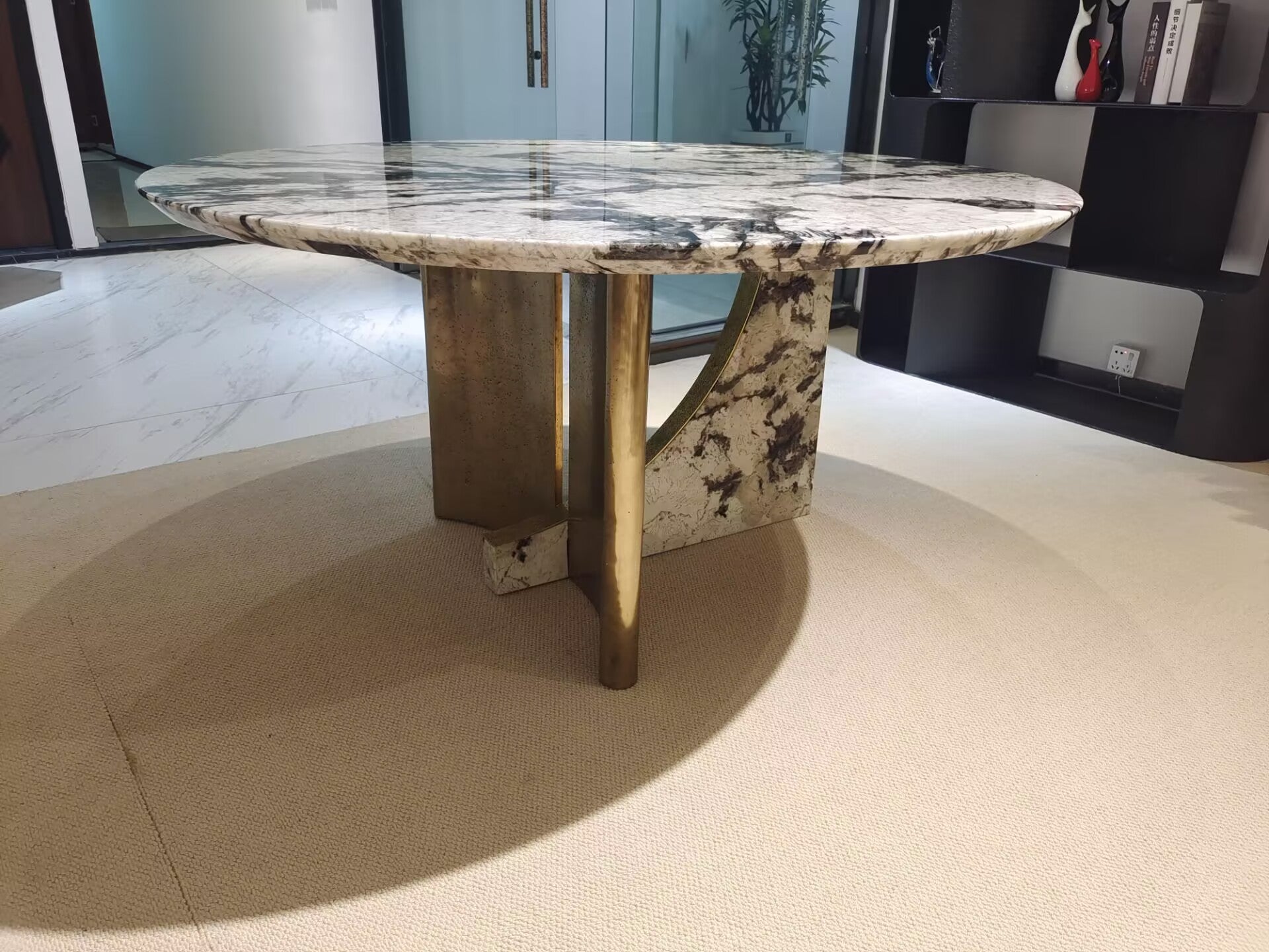 Spinnaker Italian Artistic Minimalism Natural Marble Dining Table