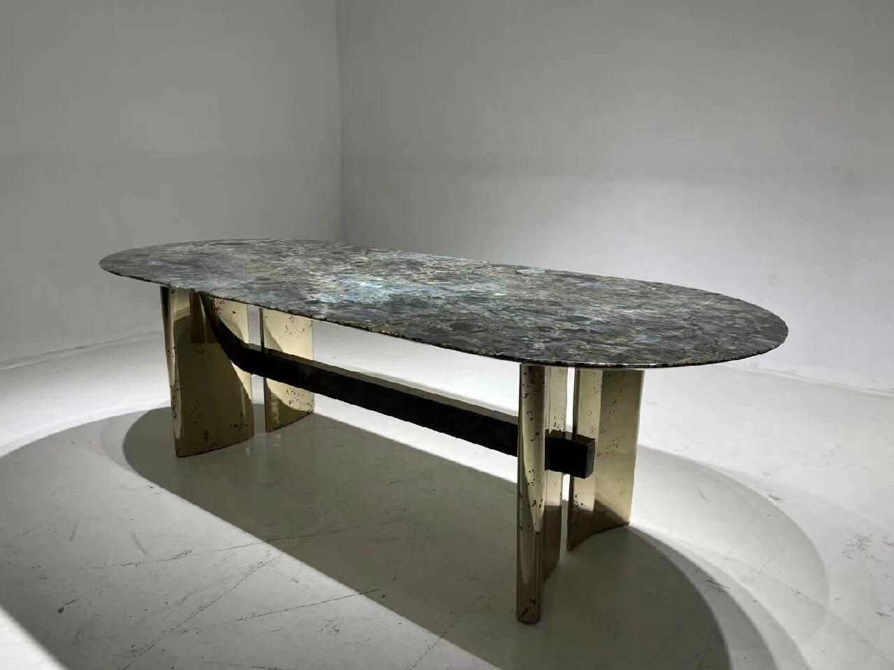 Spinnaker Italian Artistic Minimalism Natural Marble Dining Table