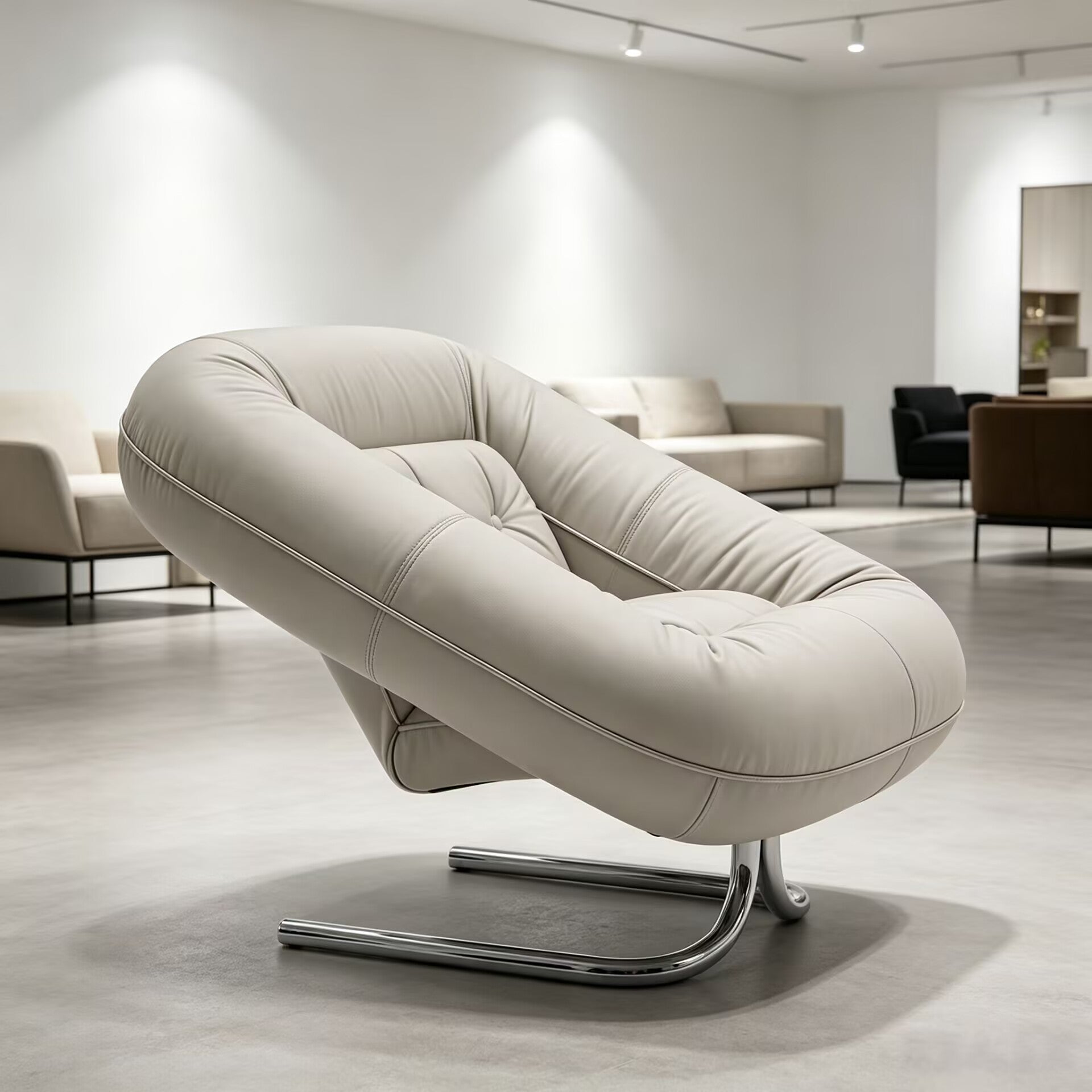 Spring Italian High-End Metal Irregular Simple Leather Lounge Chair