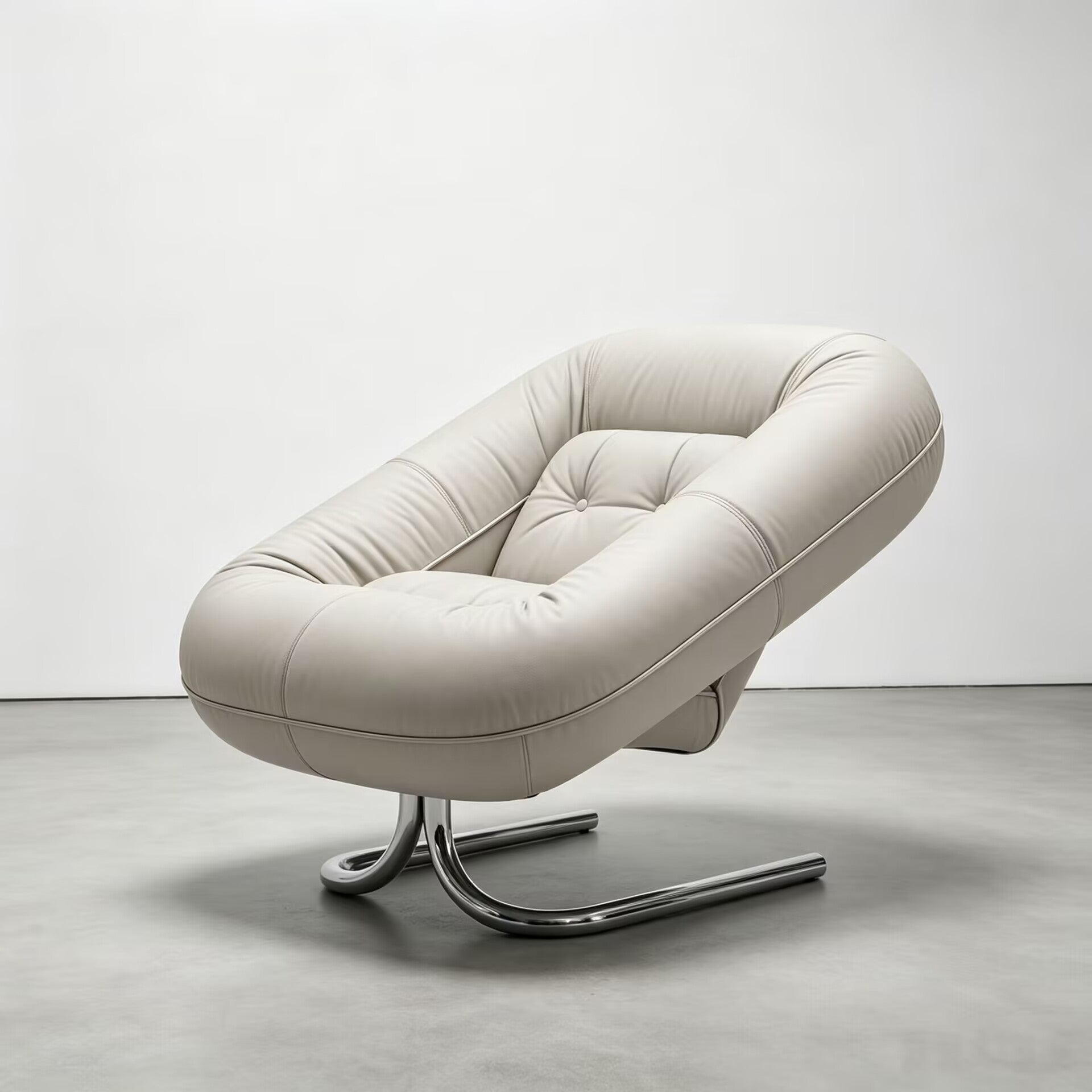 Spring Italian High-End Metal Irregular Simple Leather Lounge Chair