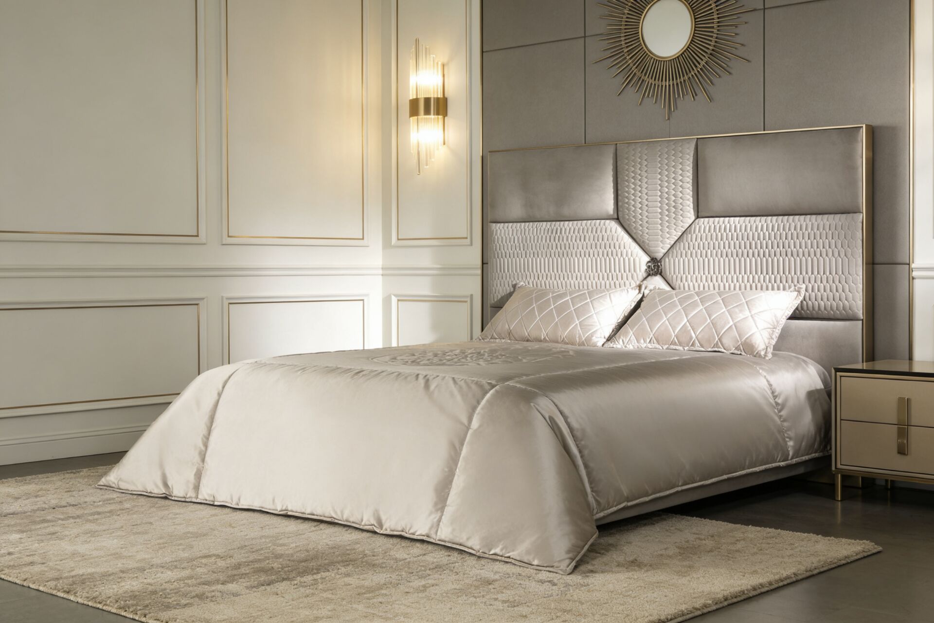Springs Italian Luxurious Villa Bedroom Creativity Fabric Double Bed