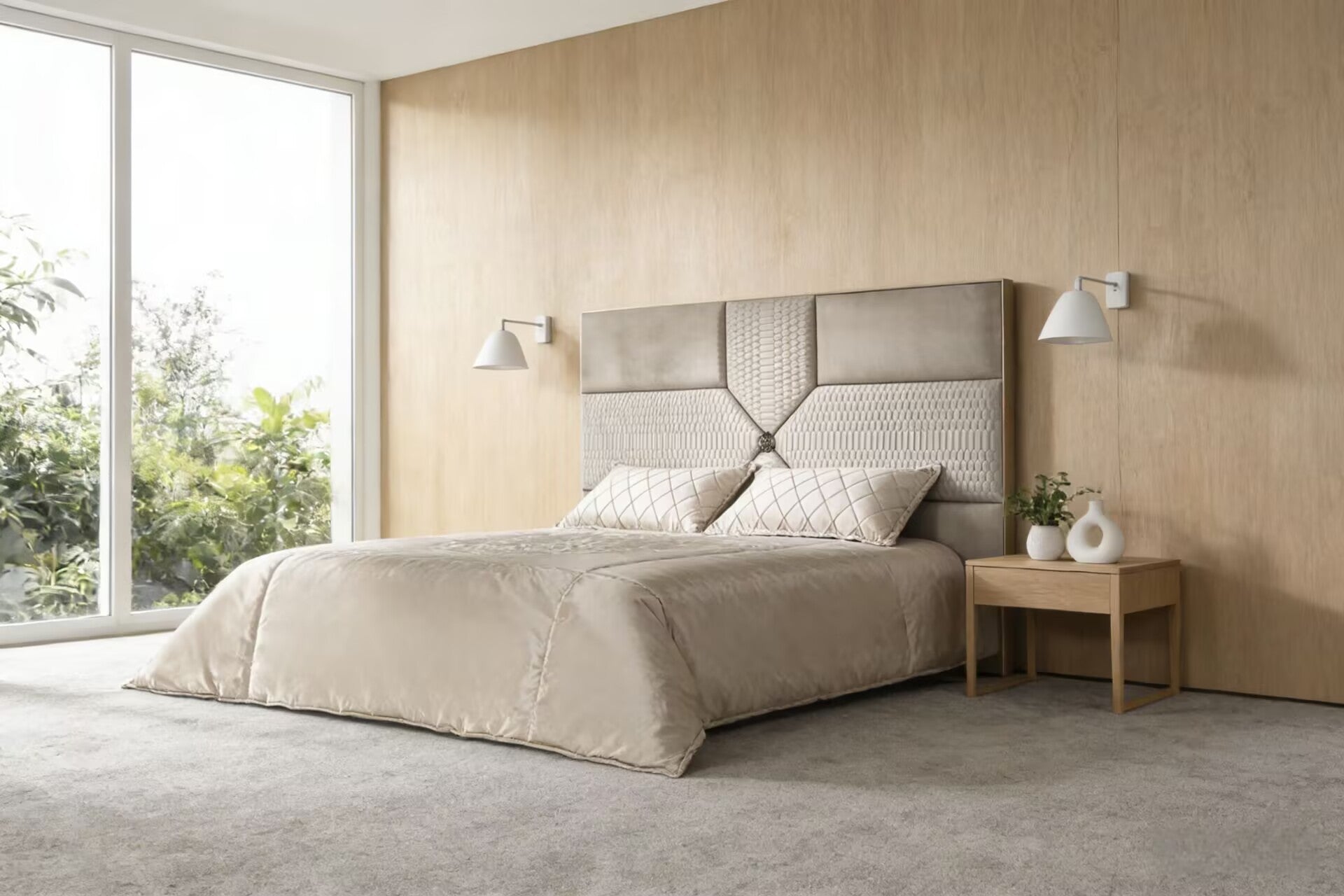 Springs Italian Luxurious Villa Bedroom Creativity Fabric Double Bed
