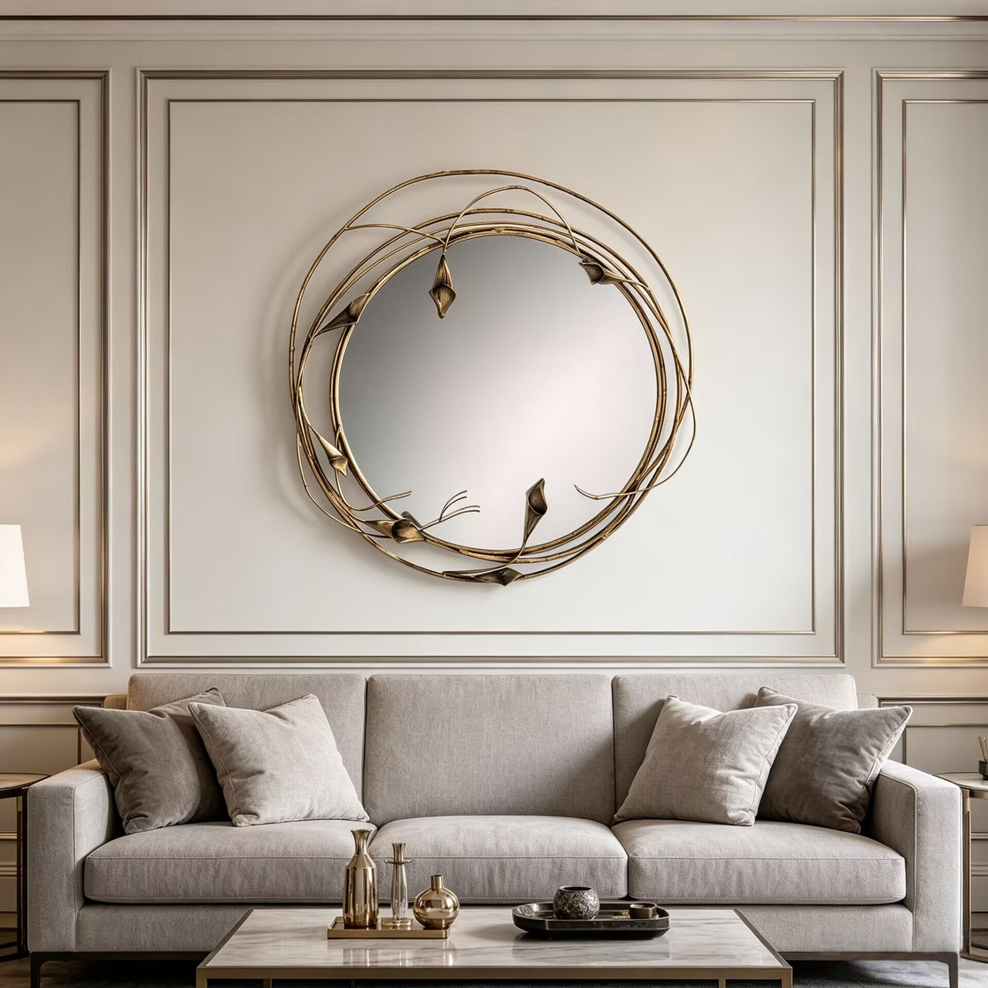 Stella Upscale Villa Living Room Irregular Metal Filament Decorative Mirror
