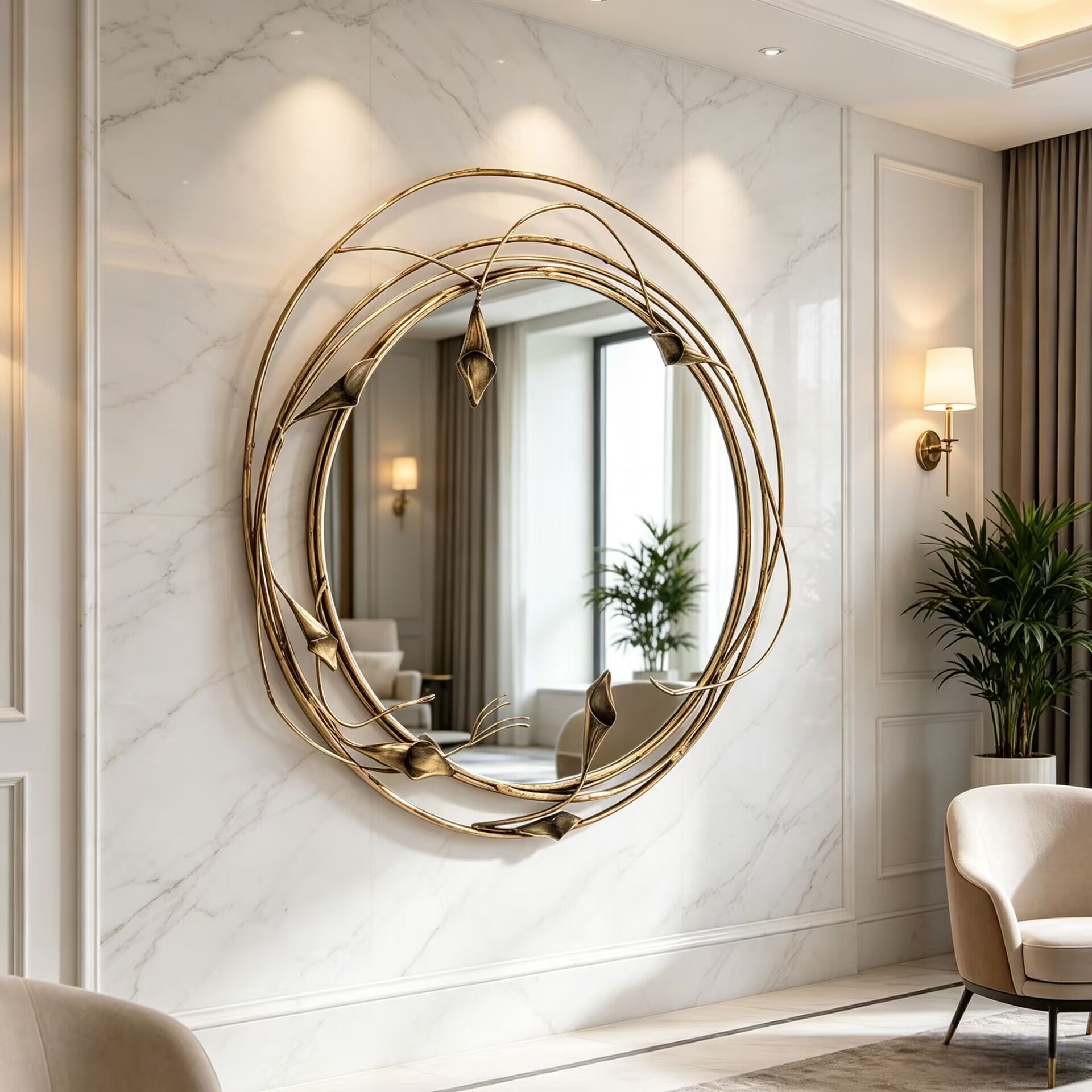Stella Upscale Villa Living Room Irregular Metal Filament Decorative Mirror
