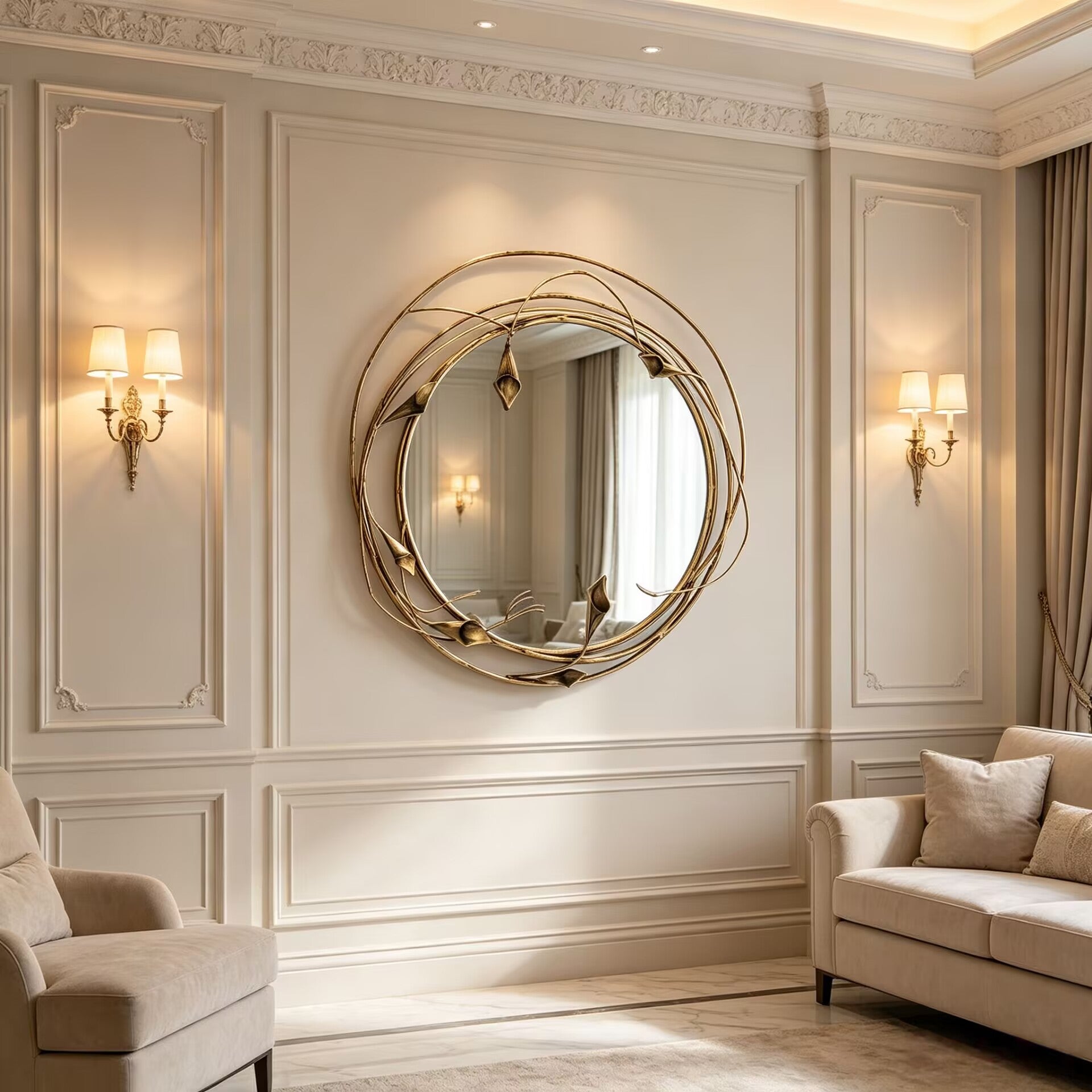 Stella Upscale Villa Living Room Irregular Metal Filament Decorative Mirror