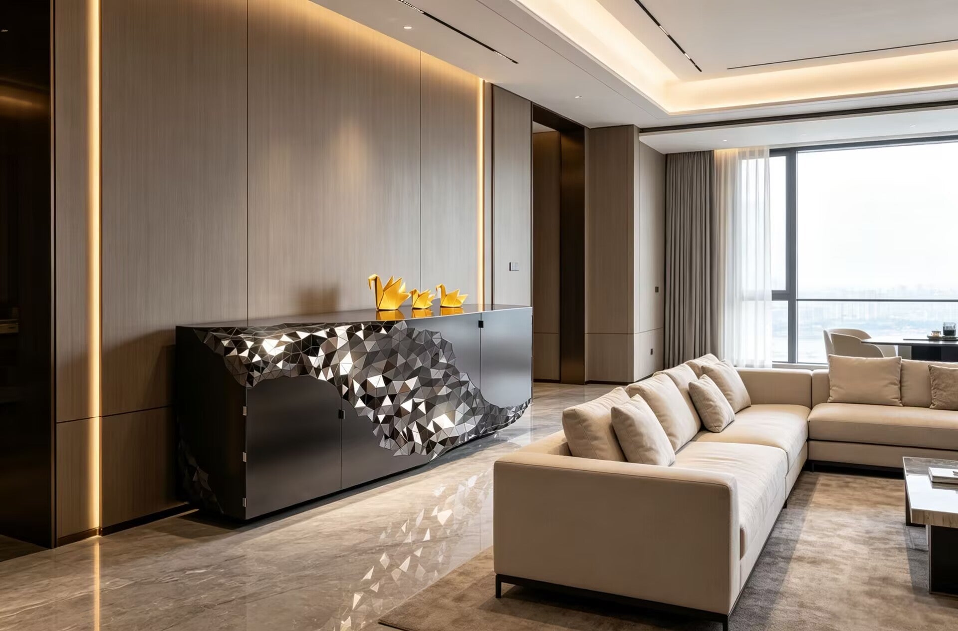 Stellar Italian Designer Unique Creativity Stainless Steel Sideboard