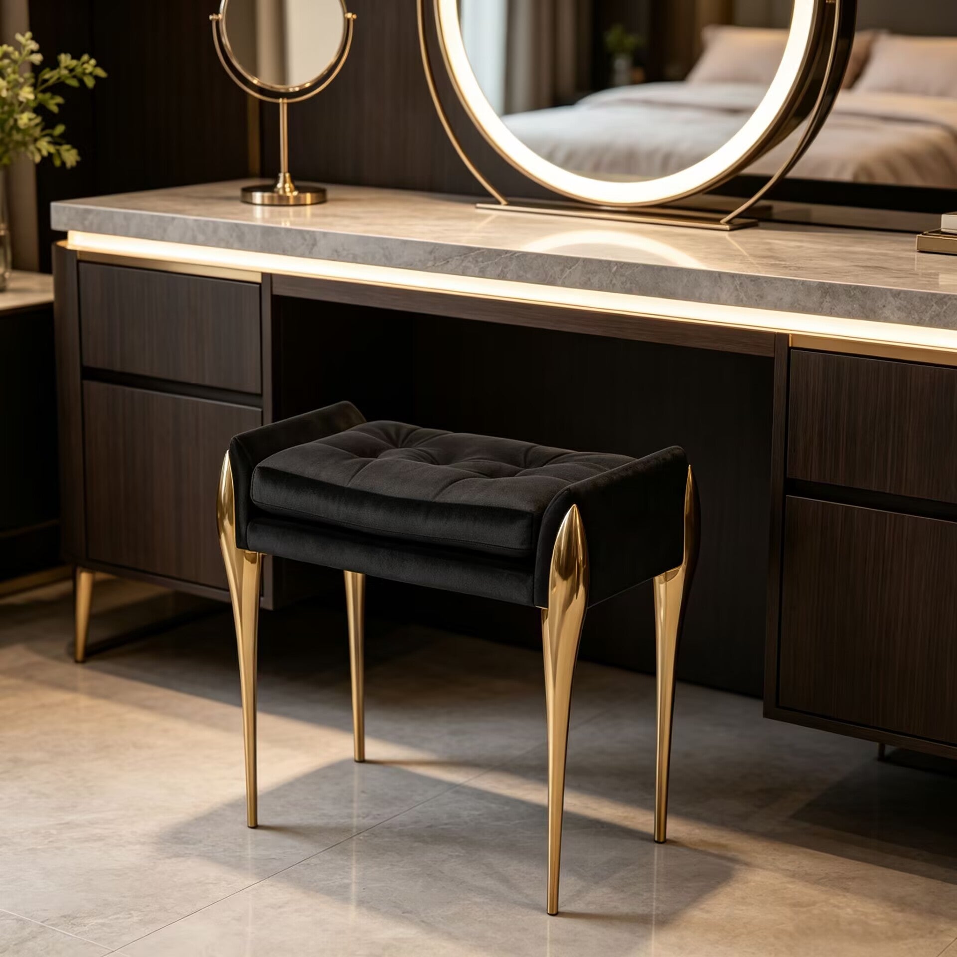 Stiletto High-End Metal Luxury Creativity Art Fabric Vanity Stool