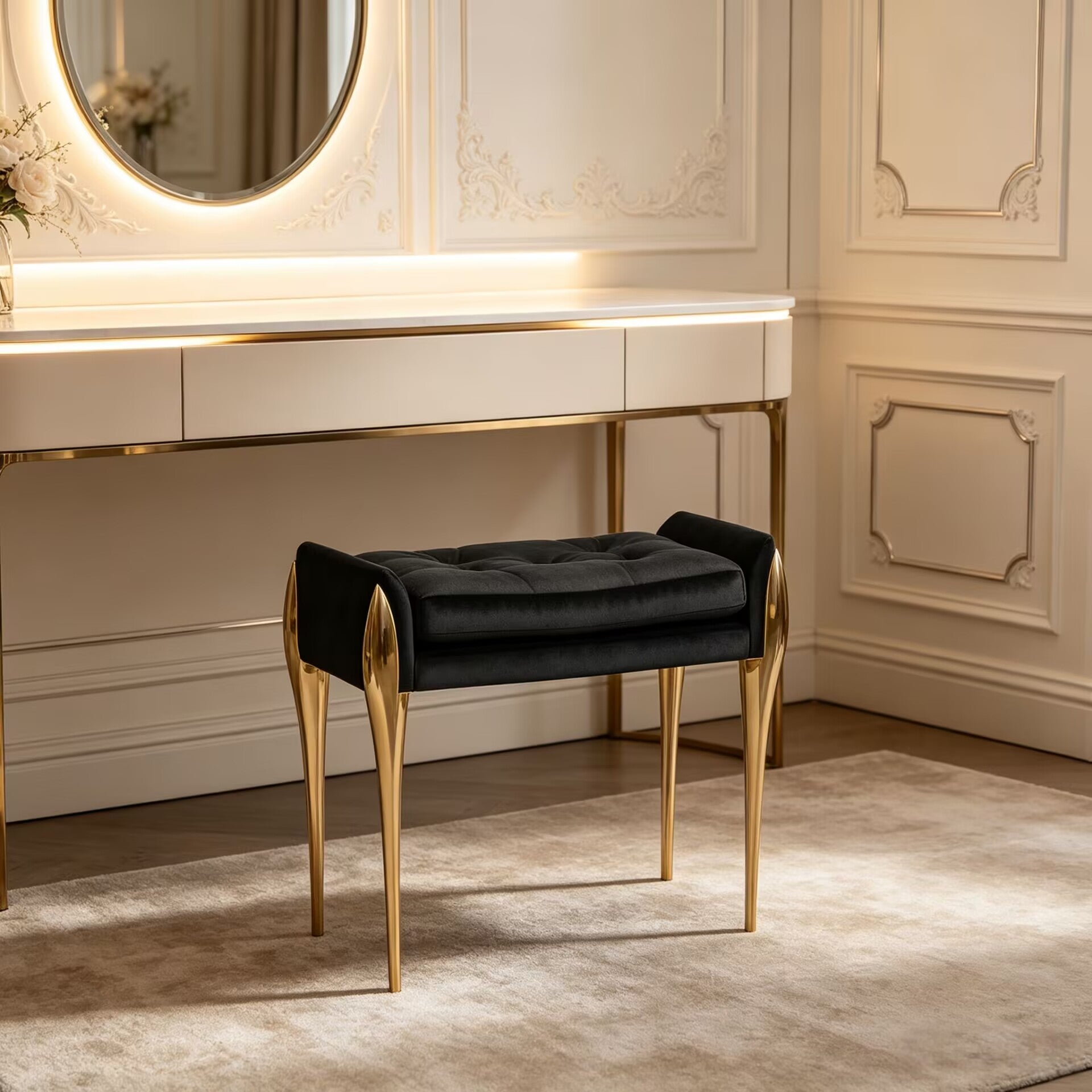 Stiletto High-End Metal Luxury Creativity Art Fabric Vanity Stool