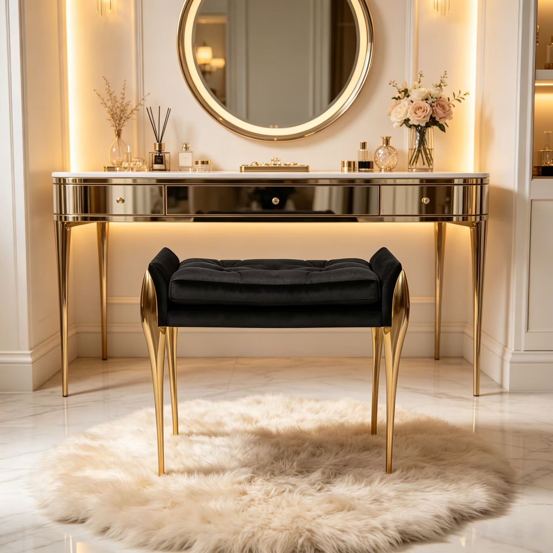 Stiletto High-End Metal Luxury Creativity Art Fabric Vanity Stool
