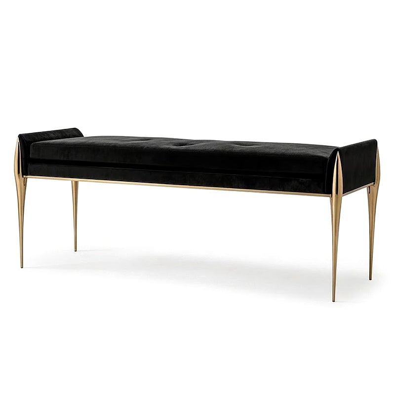 Stiletto High Quality Designer Metal Black Elegance Fabric Bench