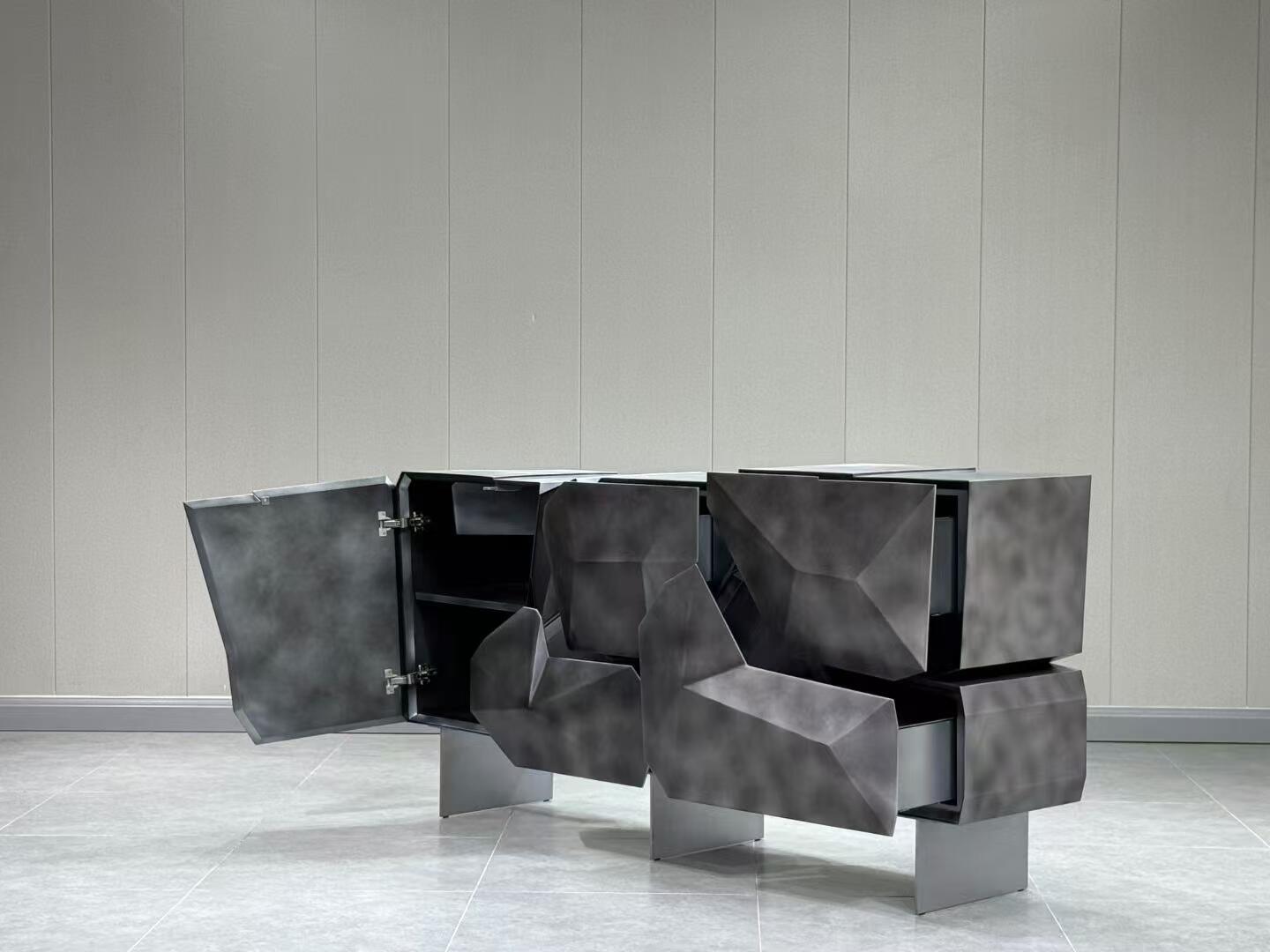 Stone Irregular High-End Living Room Solid Wood Creativity Sideboard