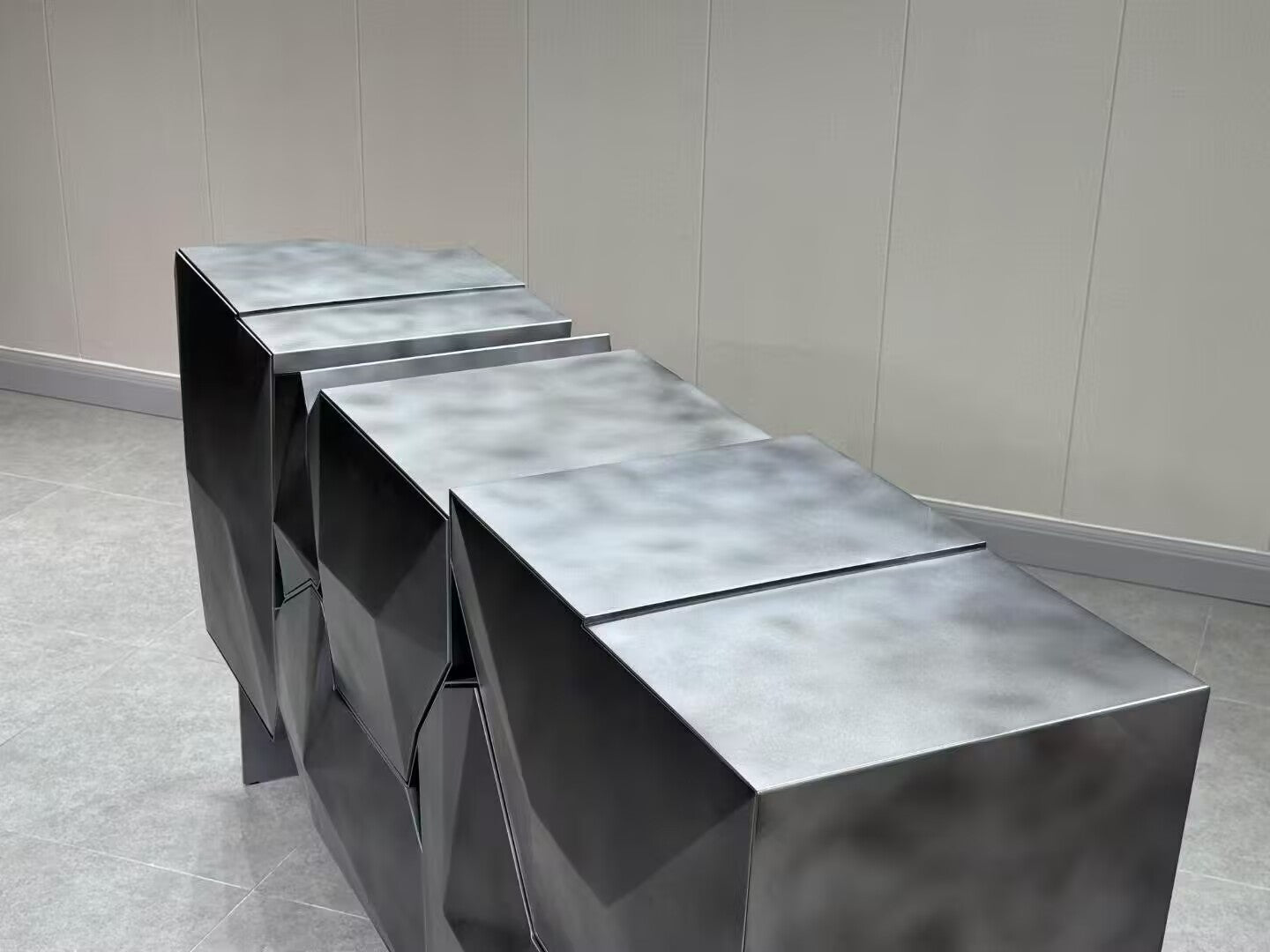 Stone Irregular High-End Living Room Solid Wood Creativity Sideboard