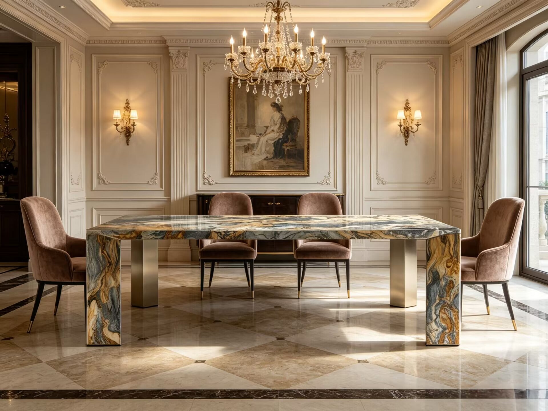 Stone Villa High-End Designer Natural Marble Customize Dining Table