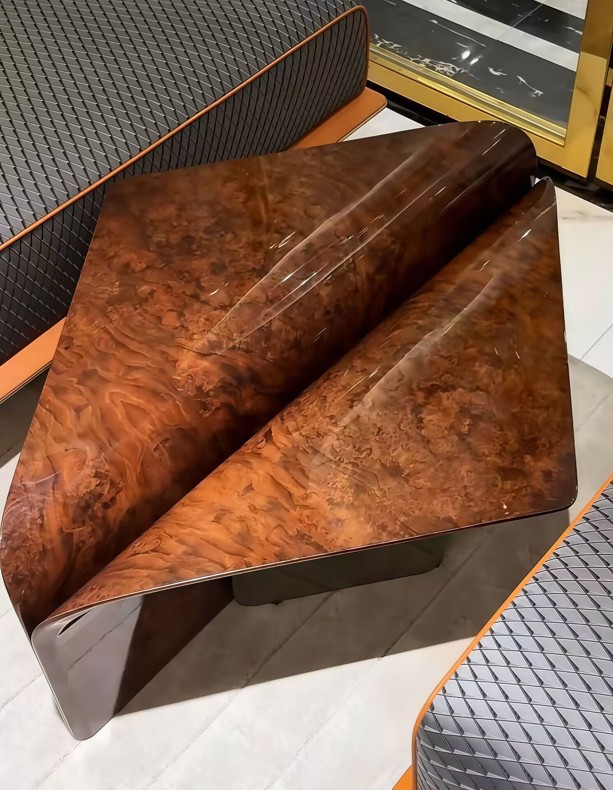 Styal Unique Creativity Irregular Solid Wood Curved Surface Side Table