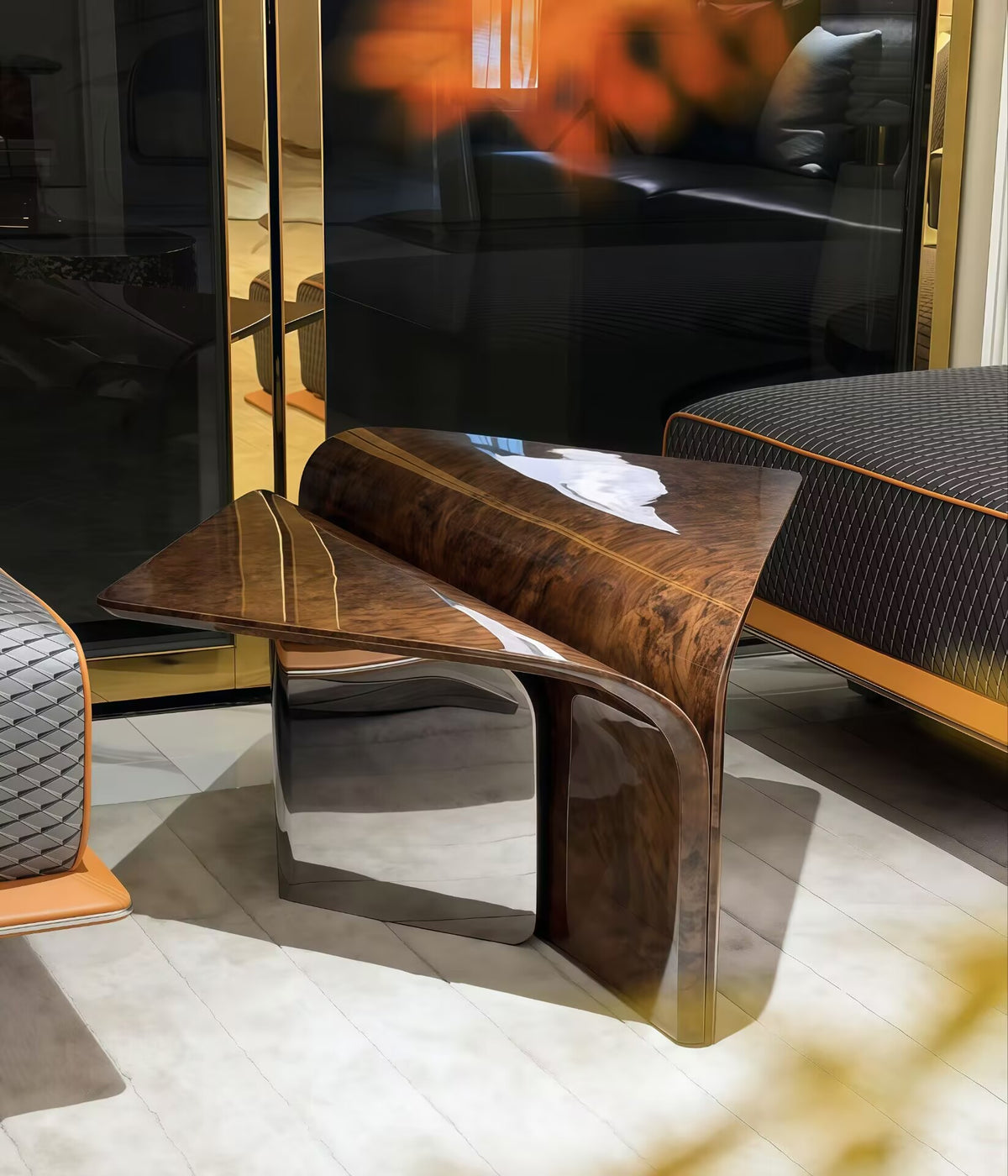 Styal Unique Creativity Irregular Solid Wood Curved Surface Side Table